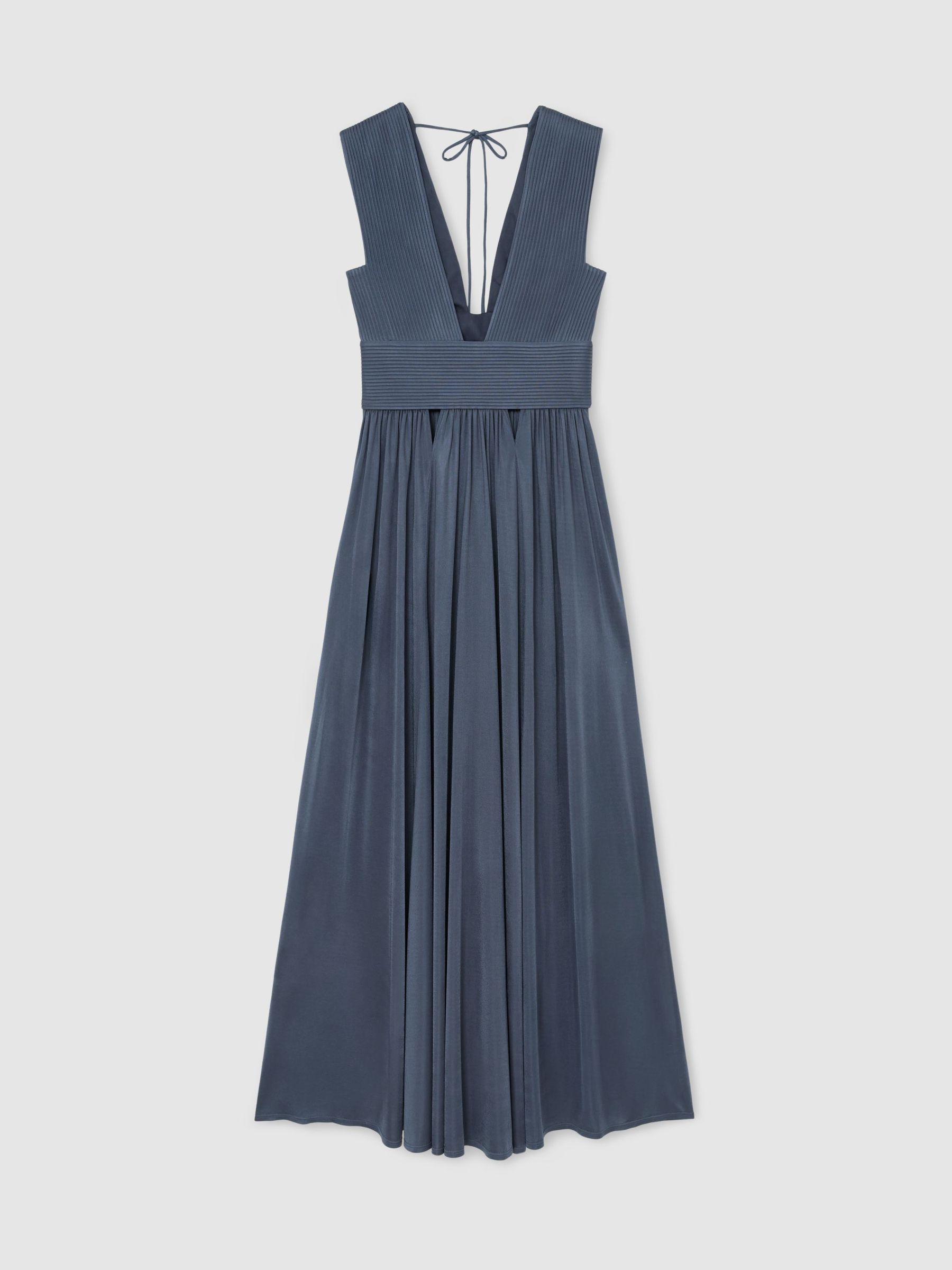 Atelier Pleated Plunge-Neck Maxi Dress in Teal - image 1