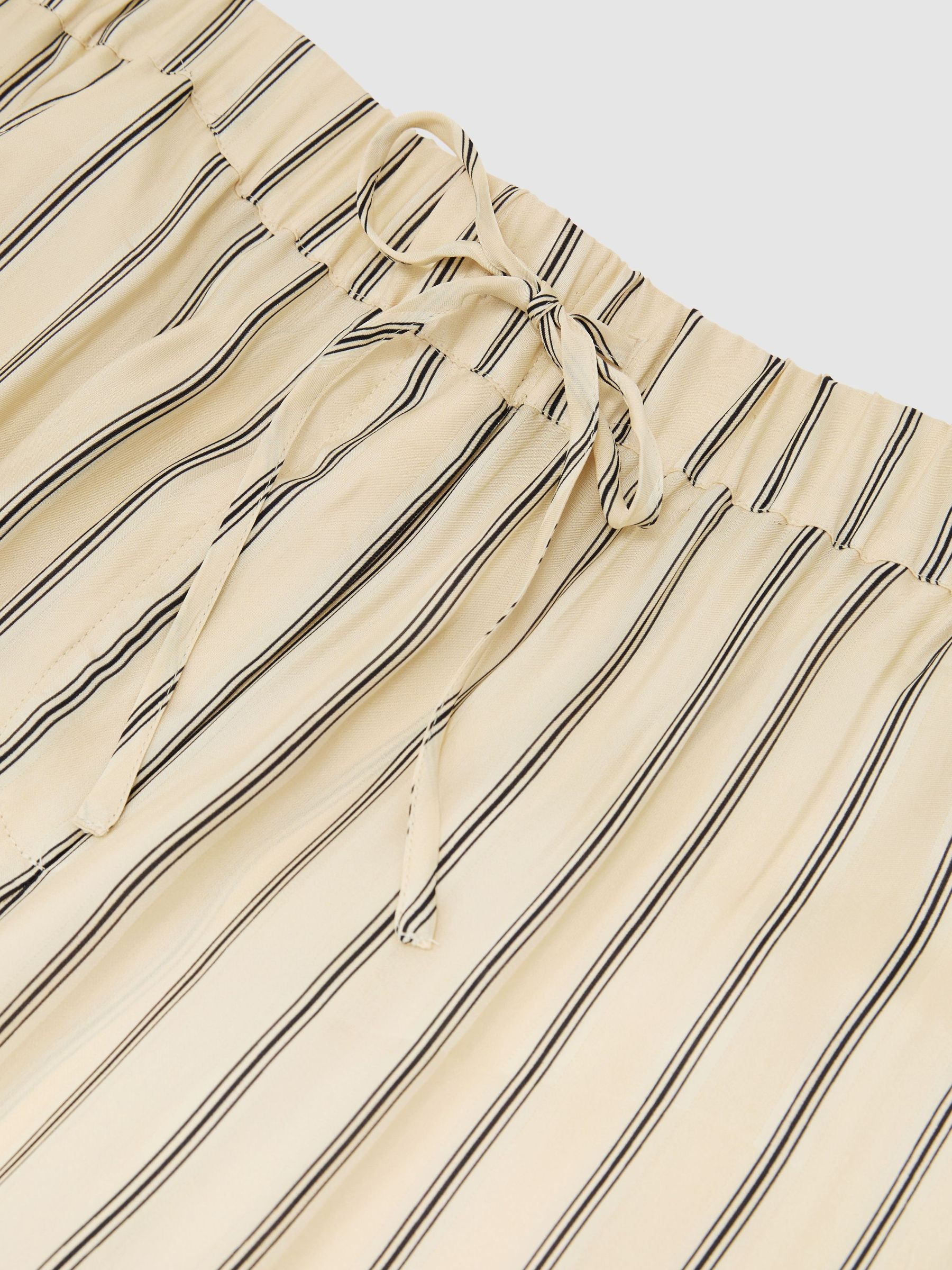 Linen Striped Wide-Leg Trousers in Neutral/Navy - image 3