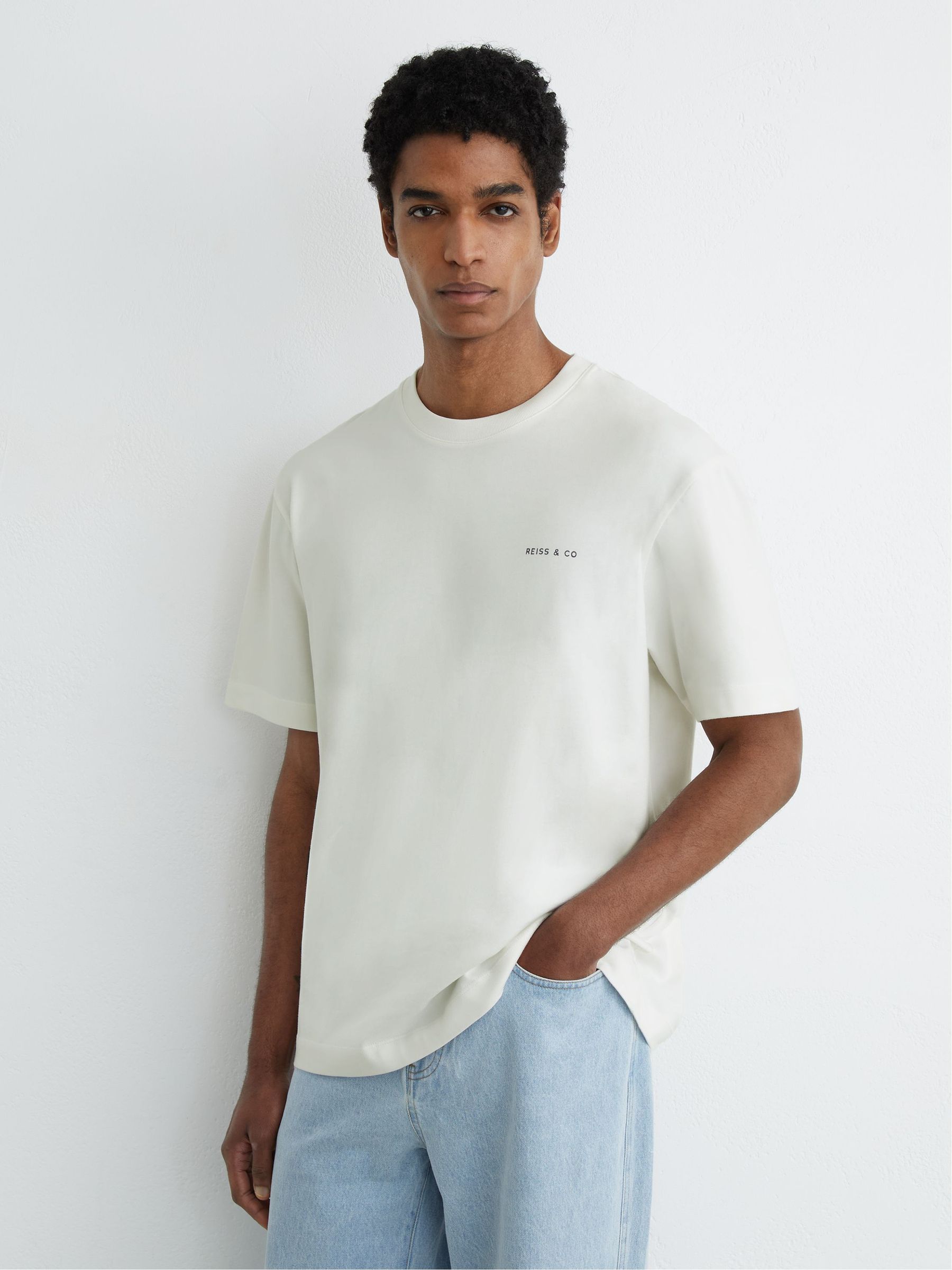 Cotton Dive-Print Relaxed-Fit T-Shirt in White - Image 3 of 6