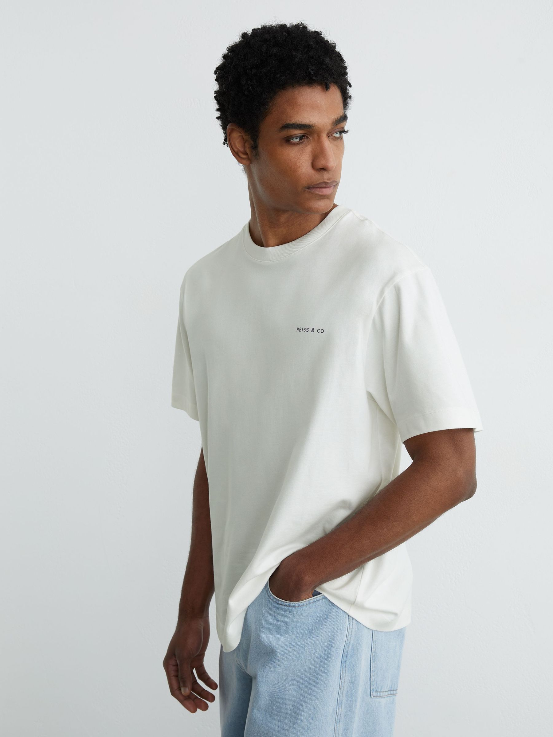 Cotton Dive-Print Relaxed-Fit T-Shirt in White - image 3