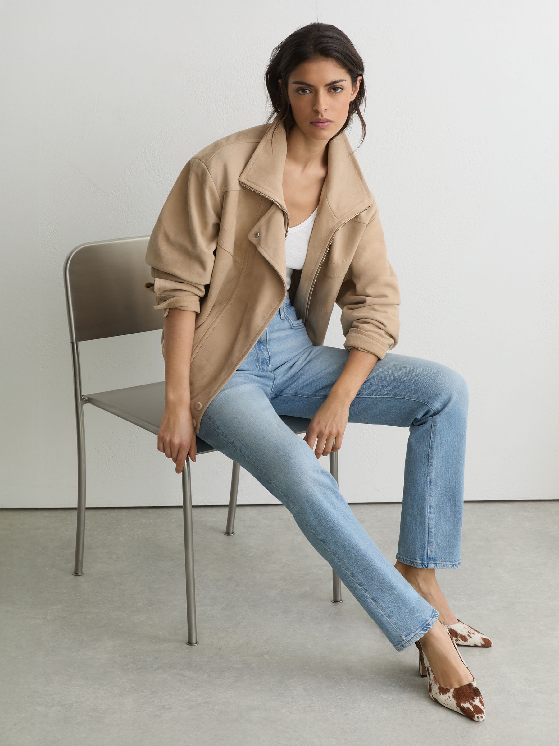 Petite Slim Straight-Leg Jeans in Light Blue - Image 1 of 11
