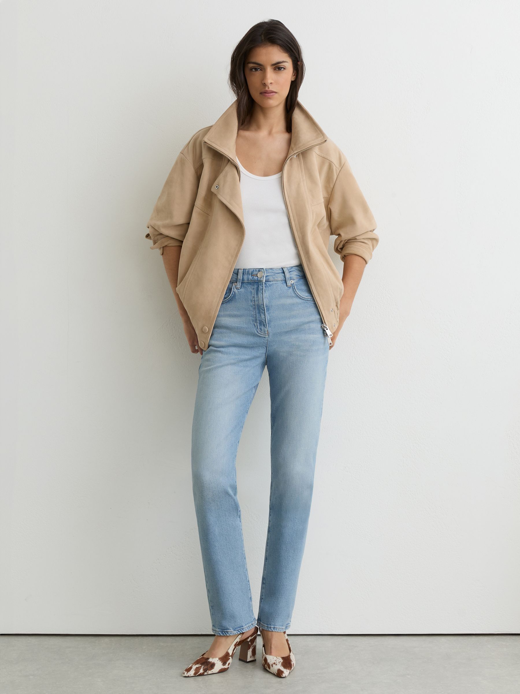 Petite Slim Straight-Leg Jeans in Light Blue - Image 7 of 11
