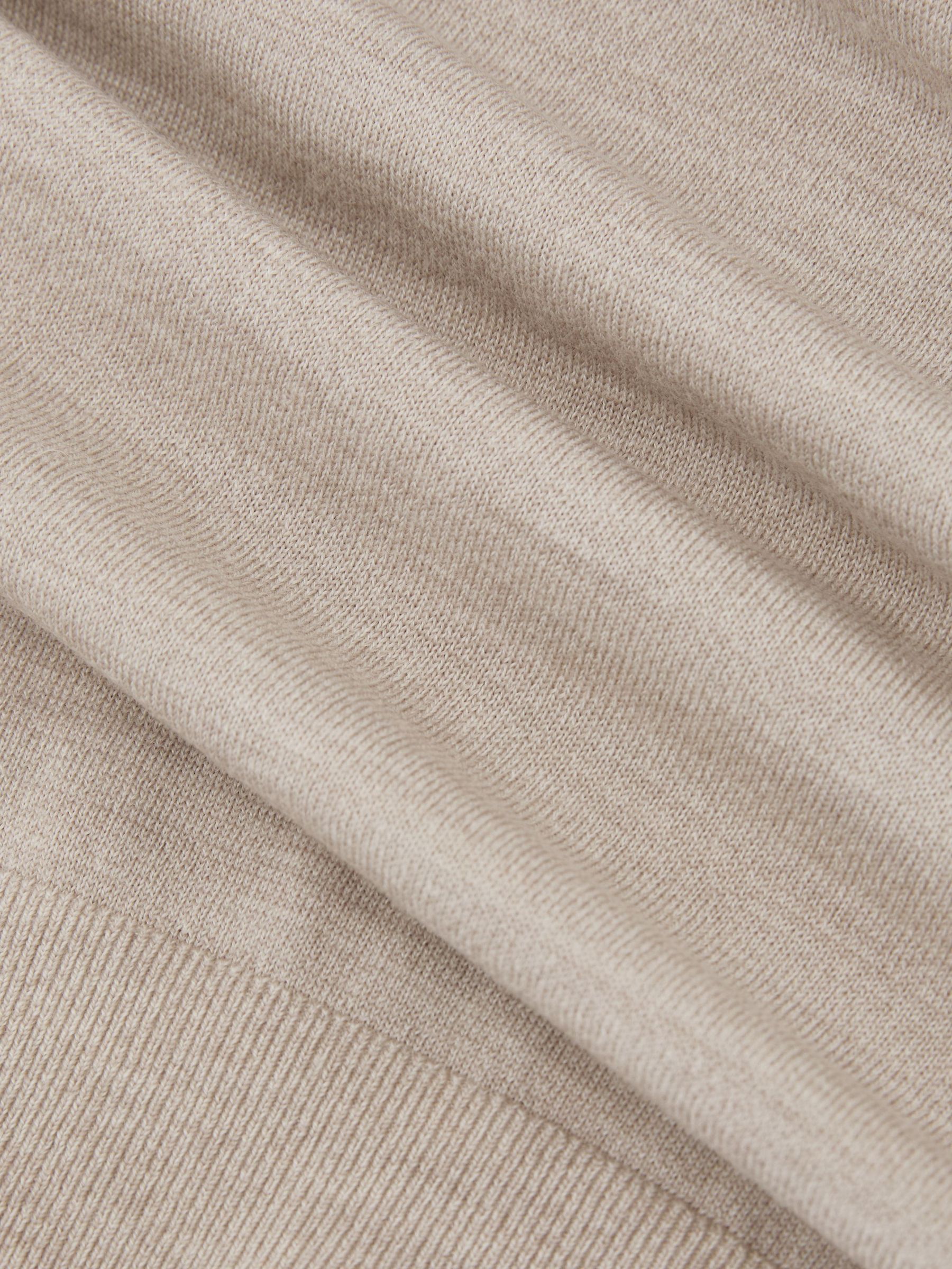 Merino Wool Open-Collar Polo Shirt in Stone Mouline - Image 6 of 6