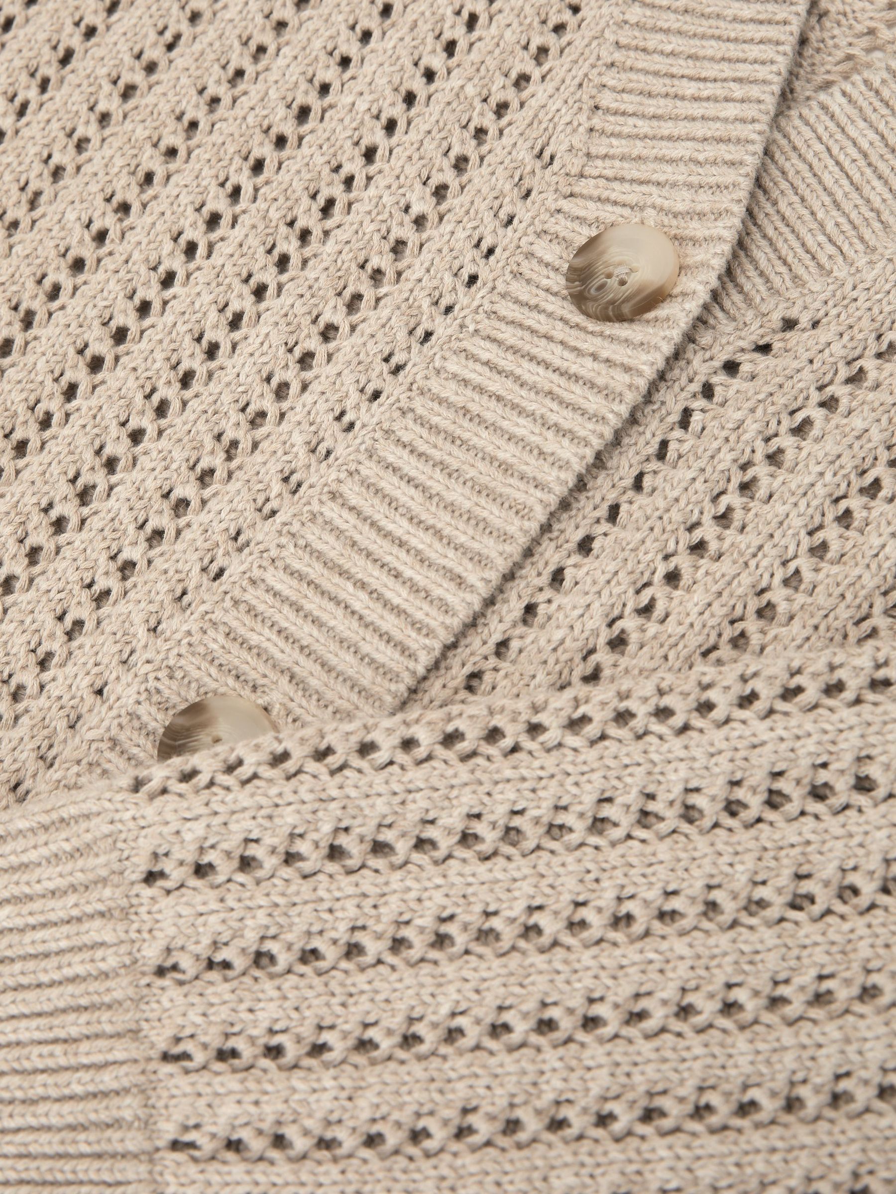 Cotton-Blend Open-Knit Cardigan in Neutral - image 2