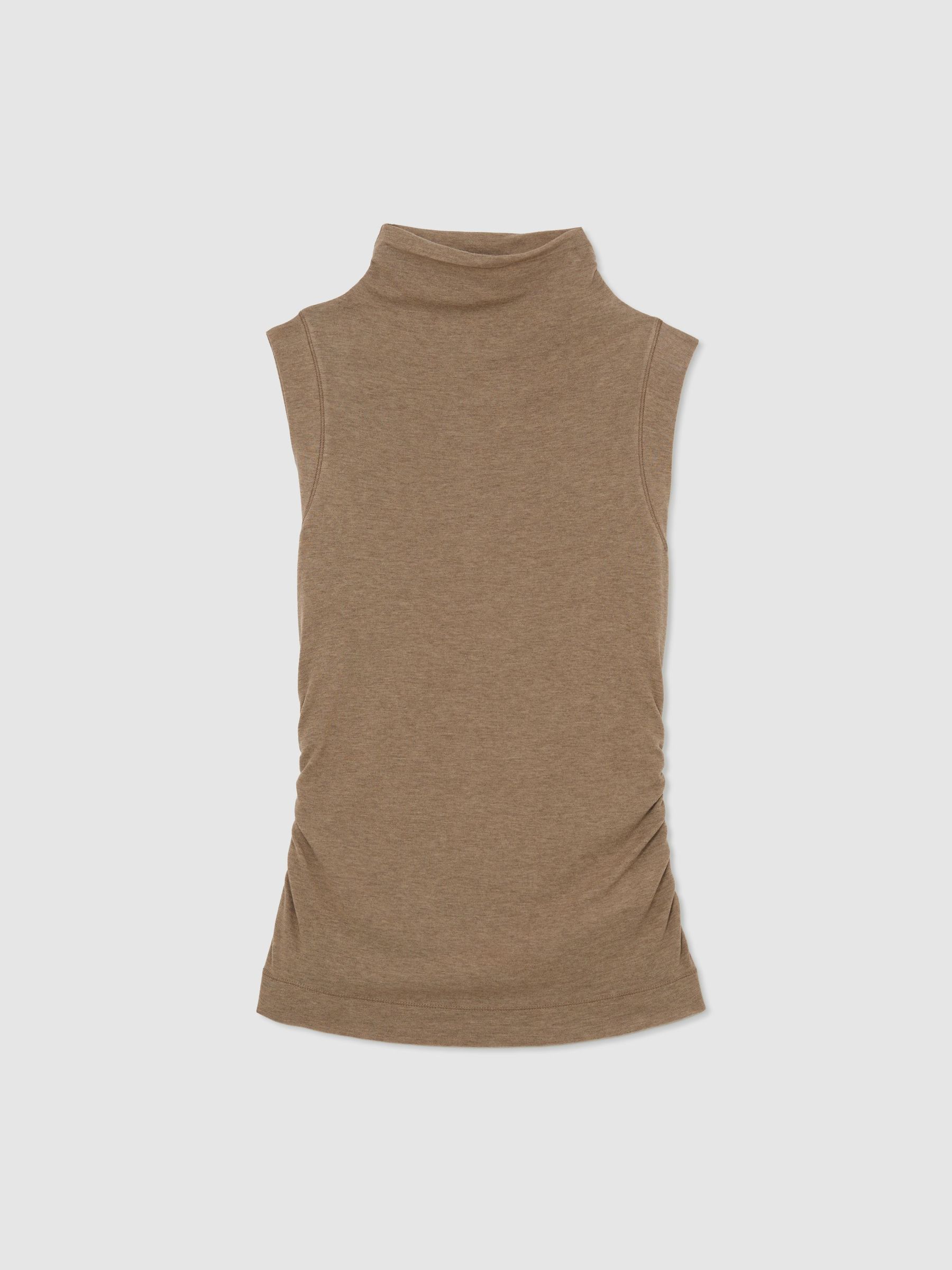 Funnel-Neck Jersey-Knit Vest With Wool in Dark Neutral - Image 2 of 6