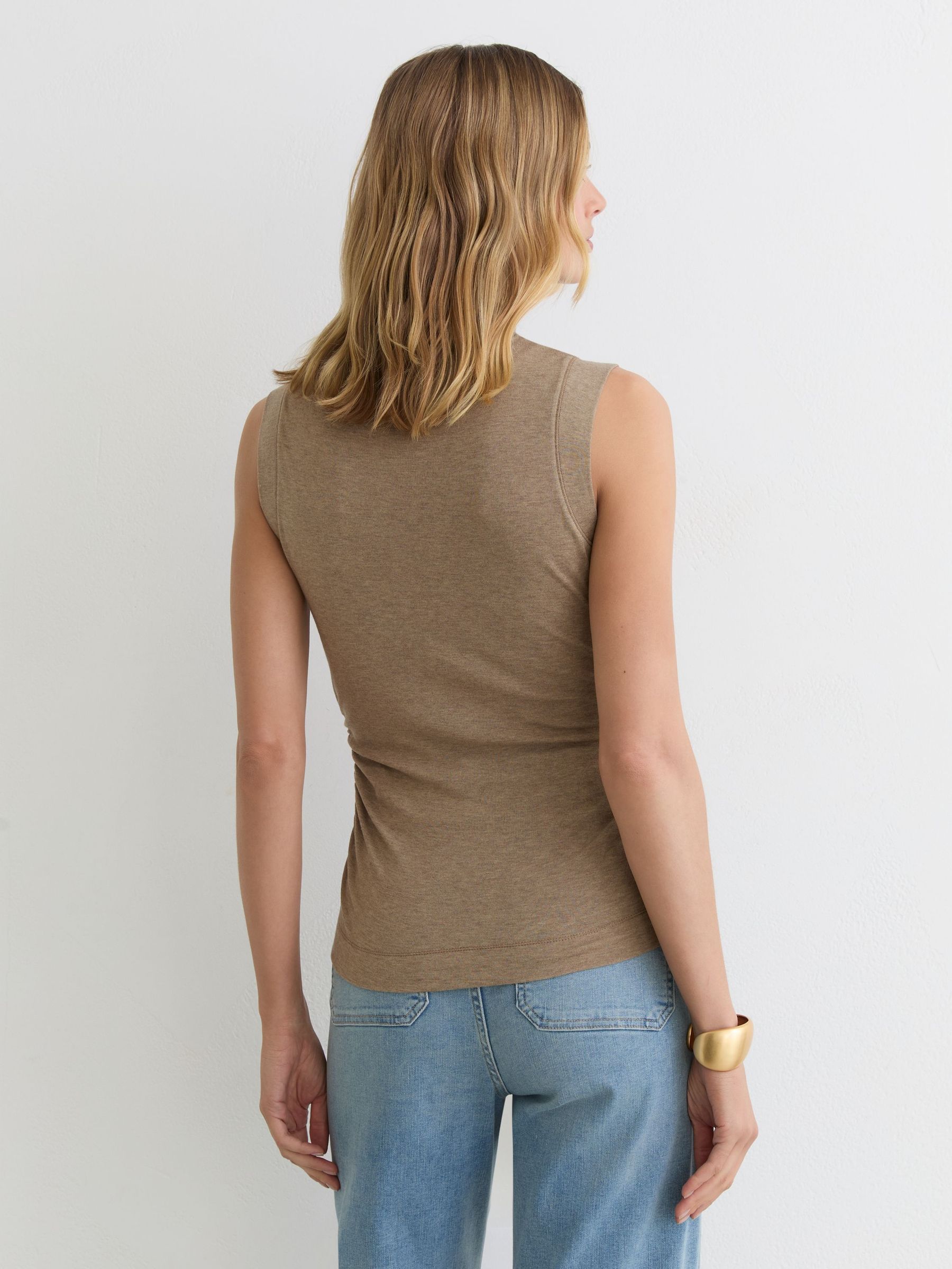 Funnel-Neck Jersey-Knit Vest With Wool in Dark Neutral - Image 4 of 6