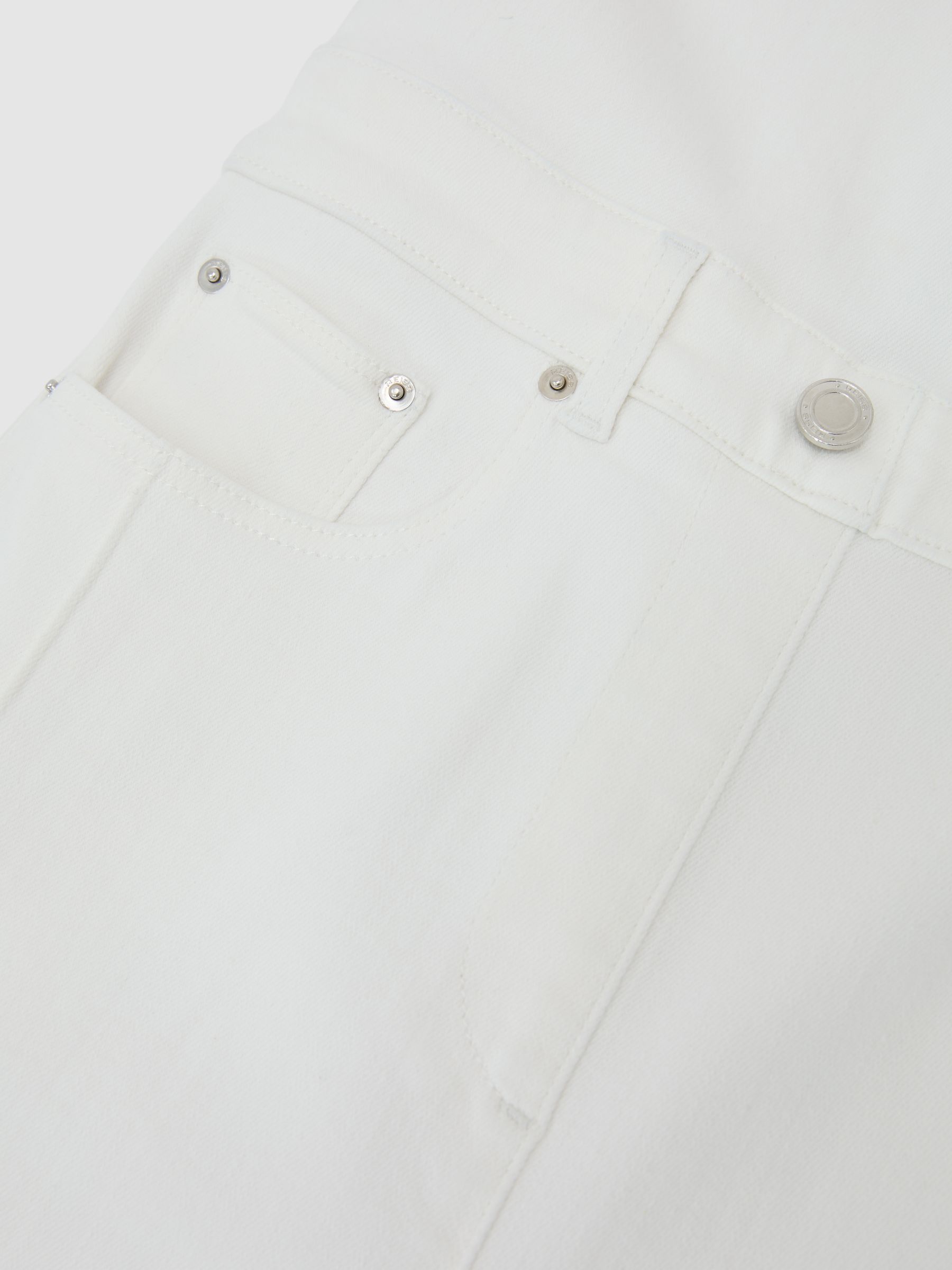 Wide-Leg Racer-Back Denim Jumpsuit in Cream - image 3