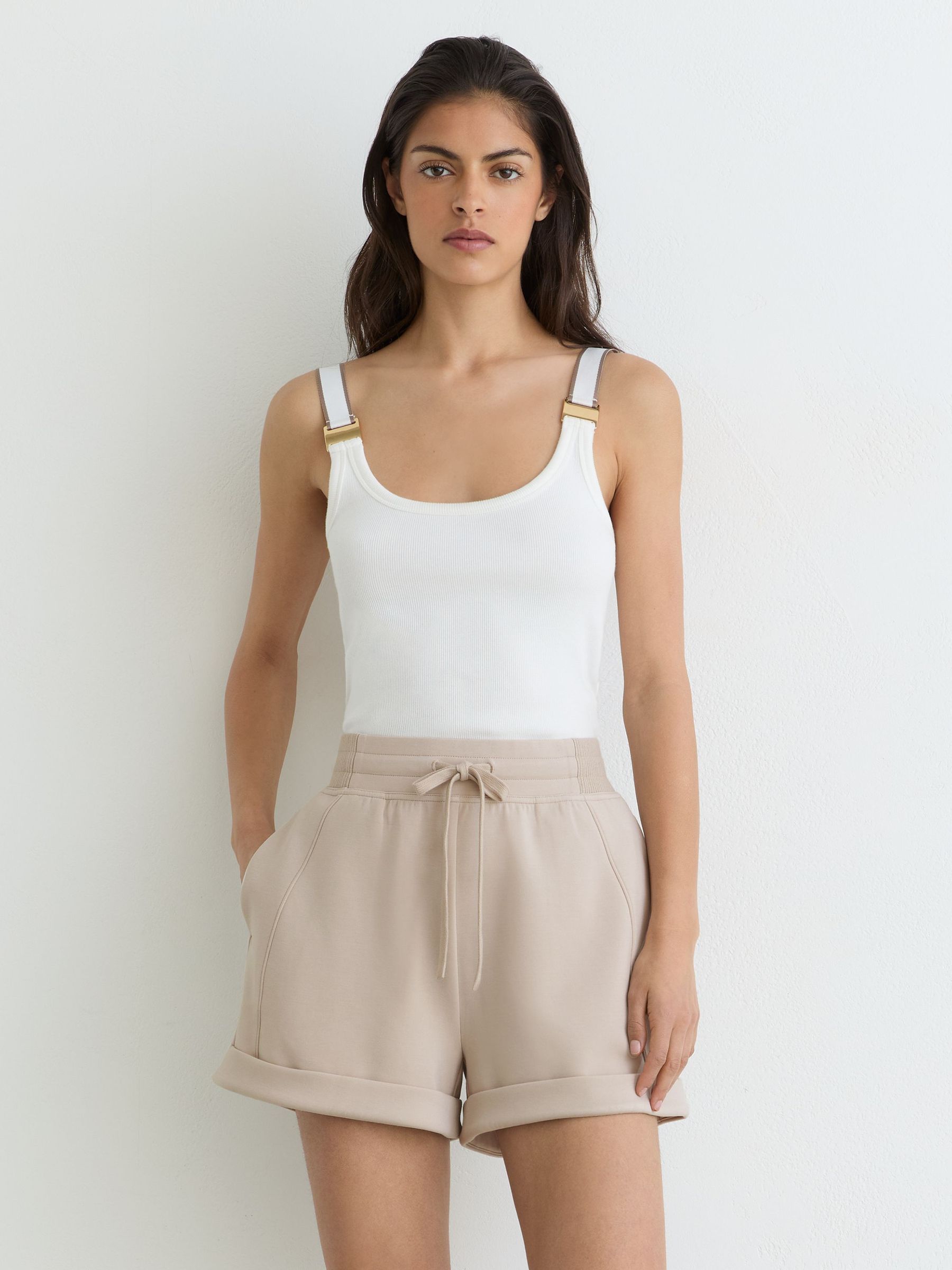 Premium Interlock Drawstring Shorts in Neutral - Image 4 of 6