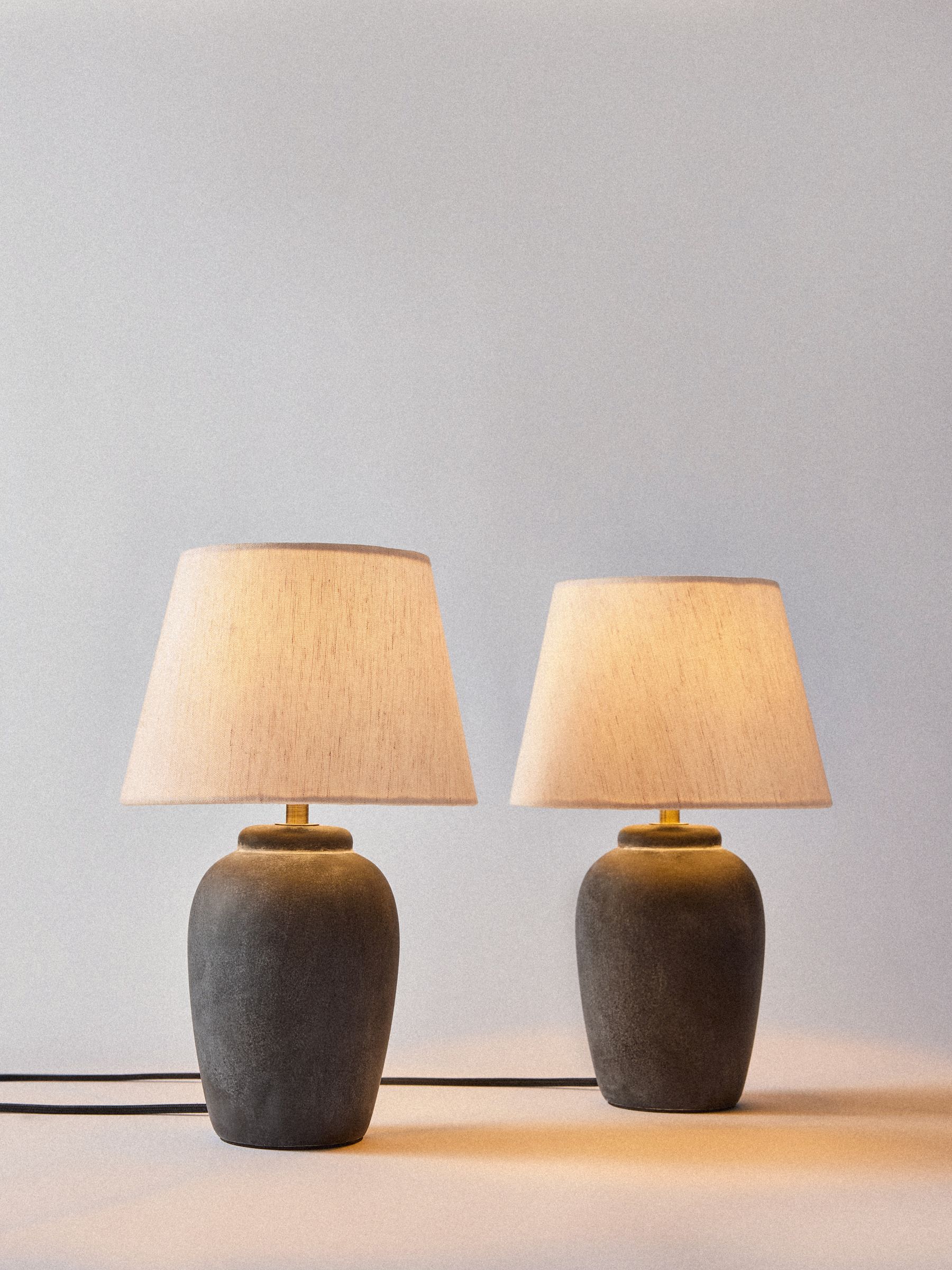 The Set 2 Pack Black/Cream Textured Ceramic Small Table Lamps - Image 1 of 5