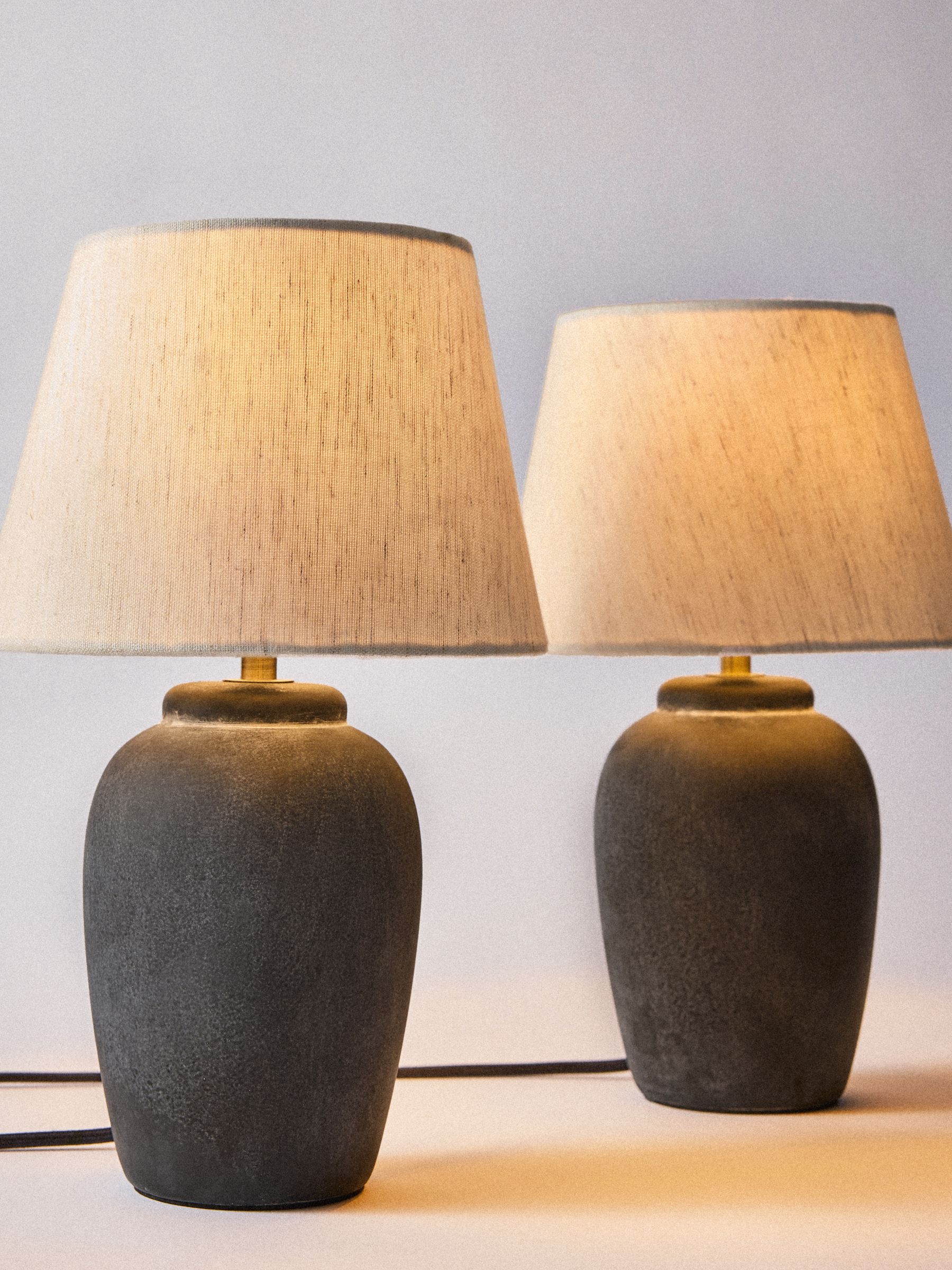 The Set 2 Pack Black/Cream Textured Ceramic Small Table Lamps - Image 2 of 5