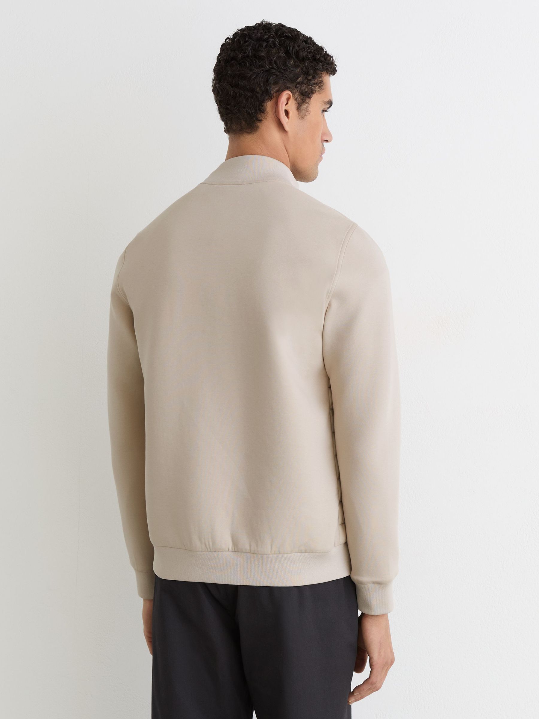 Hybrid Quilt and Interlock Zip Jacket in Light Stone - image 4