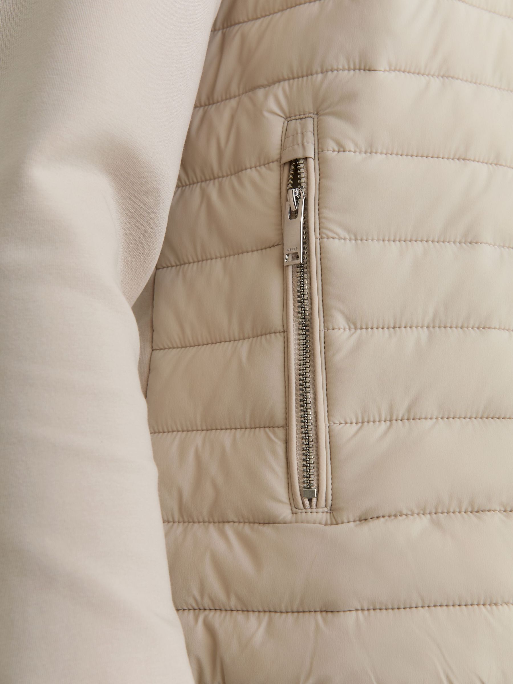 Hybrid Quilt and Interlock Zip Jacket in Light Stone - Image 6 of 7