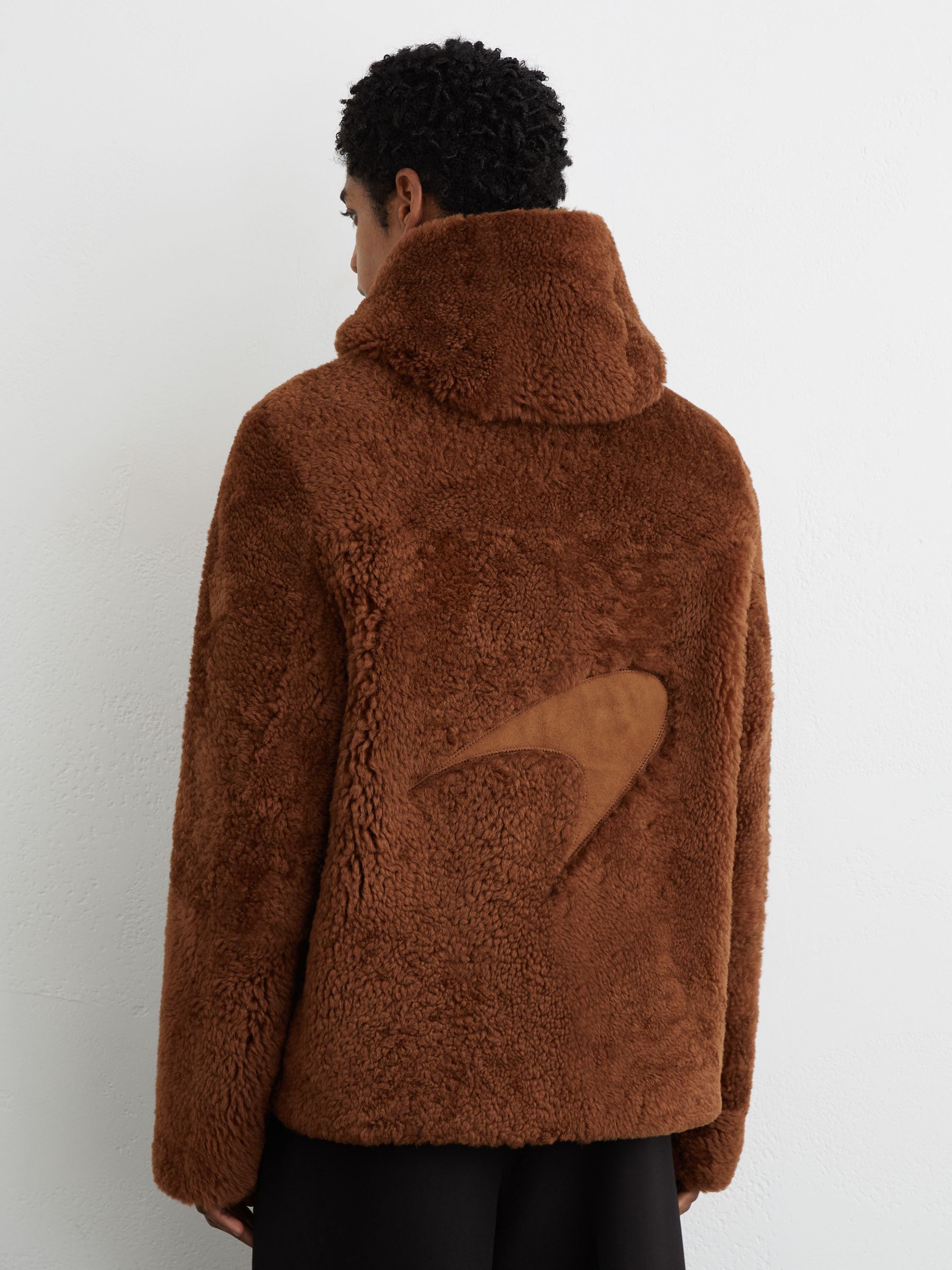 McLaren Racing Shearling Hooded Jacket Unisex-Fit in Brown - Image 7 of 9