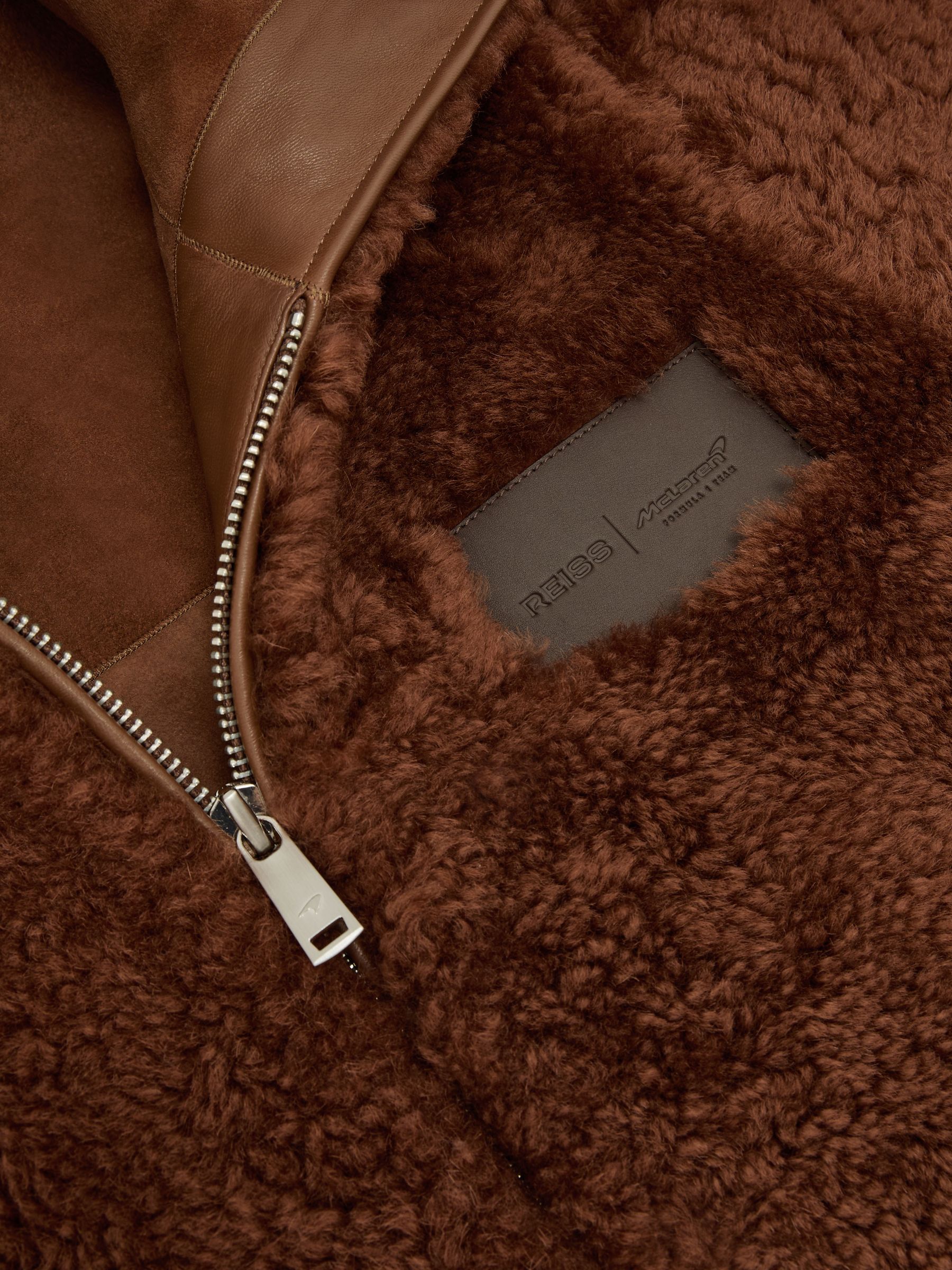 McLaren Racing Shearling Hooded Jacket Unisex-Fit in Brown - Image 8 of 9