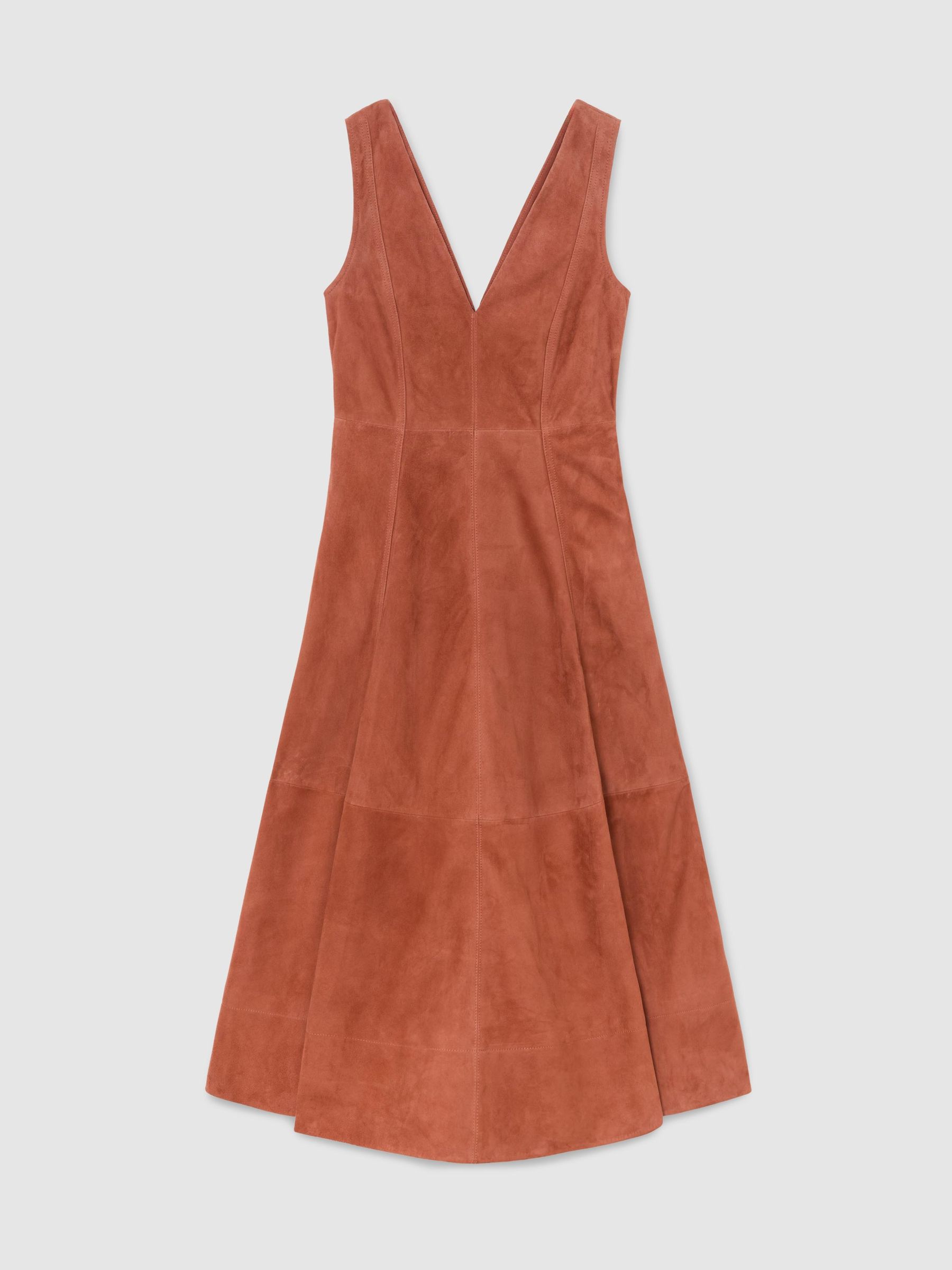 Atelier Rust Suede Sleeveless Midi Dress in Rust - Image 2 of 7