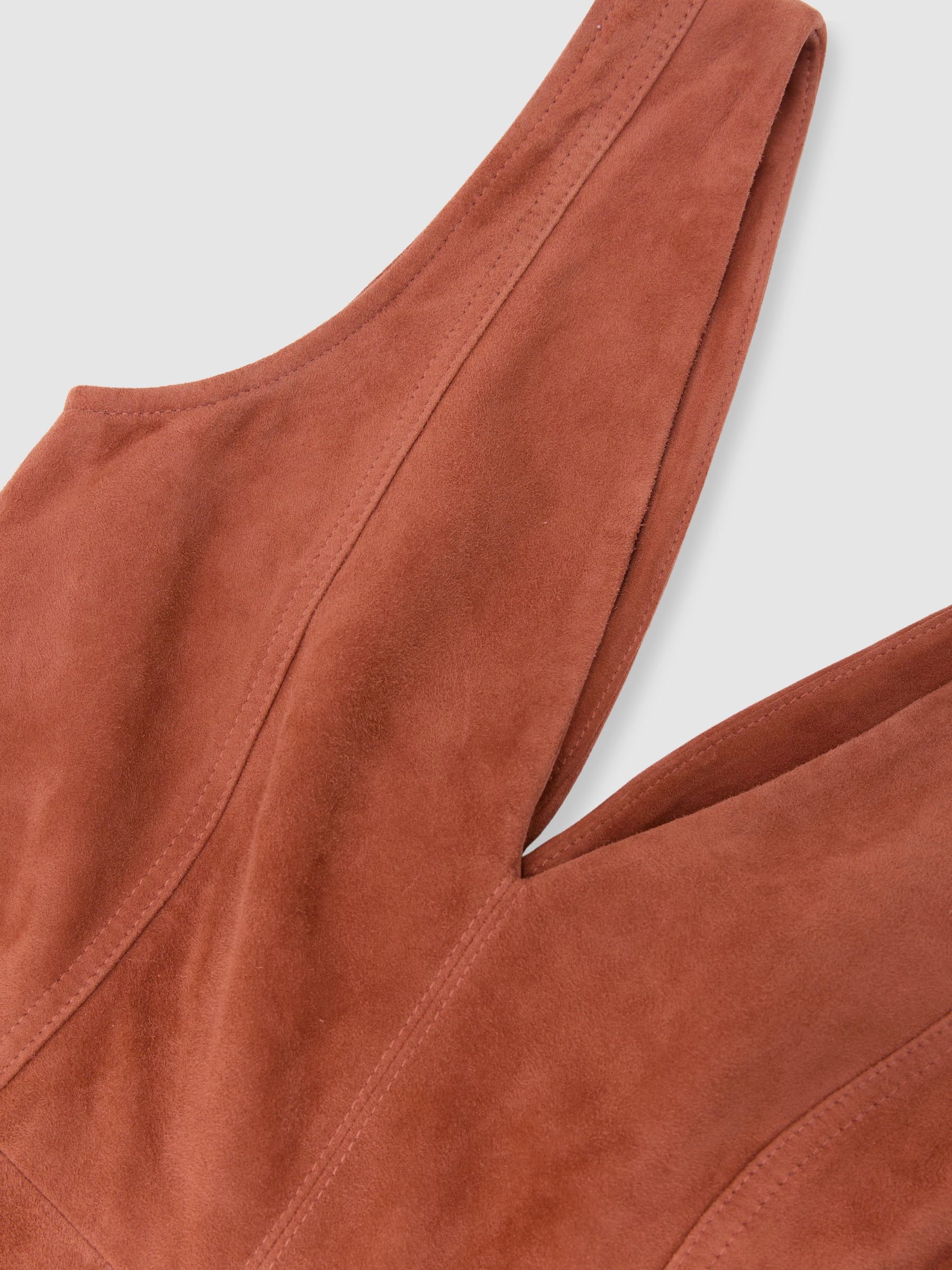Atelier Suede Sleeveless Midi Dress in Rust - image 3