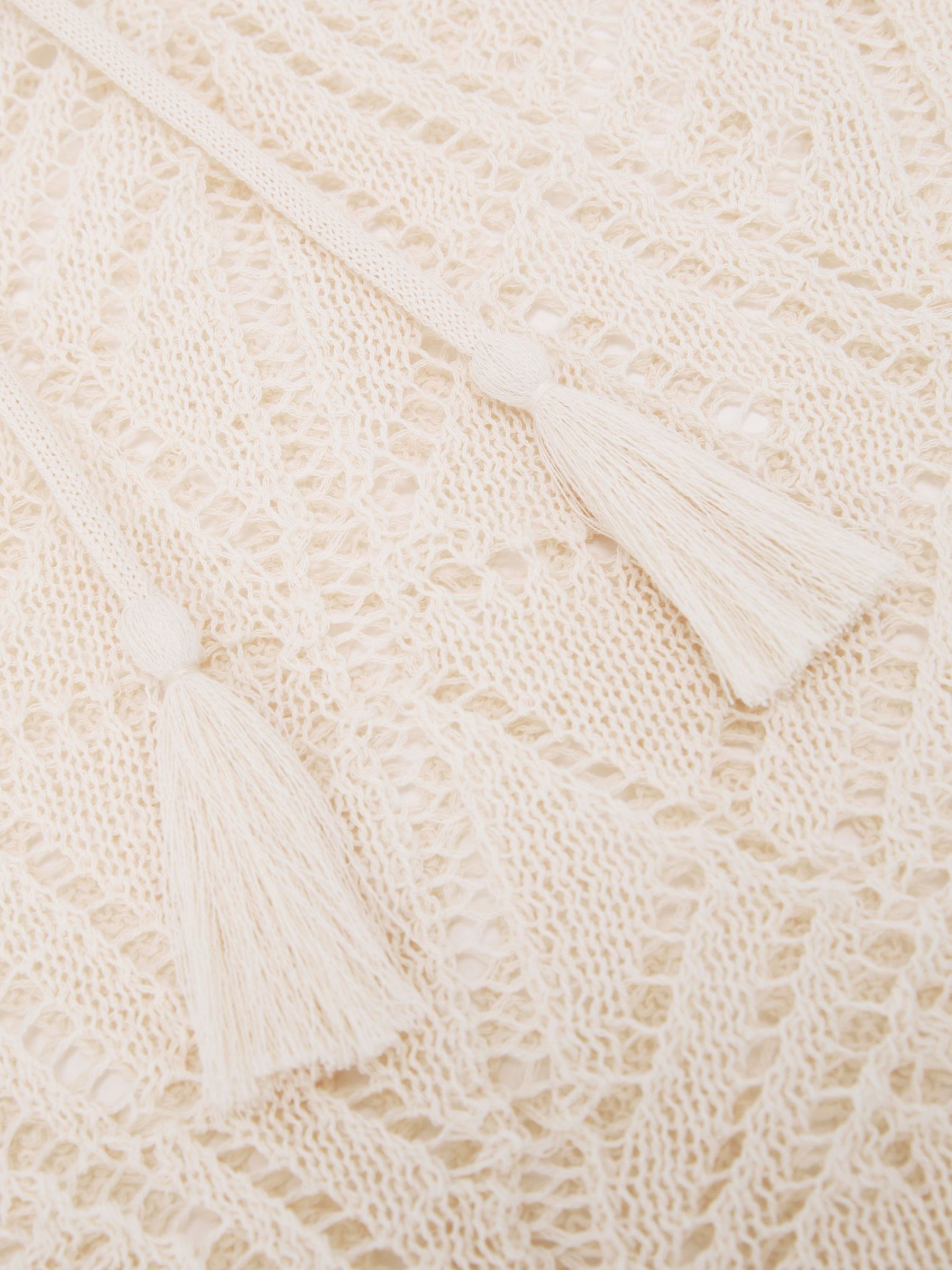 Cotton-Blend Open-Knit Shorts in Cream - Image 6 of 6