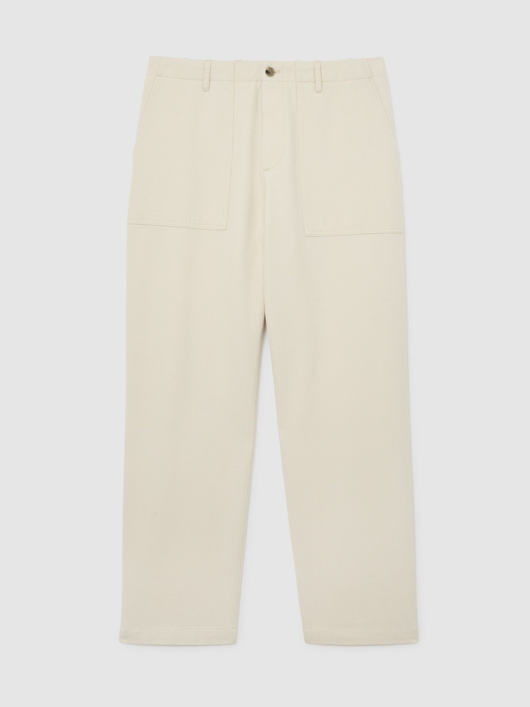 Cotton and Wool Relaxed-Fit Trousers in Stone - Image 2 of 6