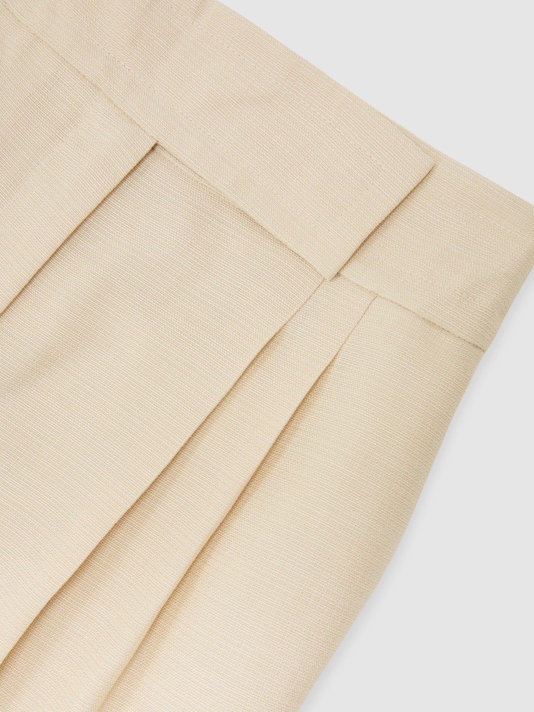 Atelier Cream Woven Tapered Pleated Trousers in Cream - Image 7 of 7