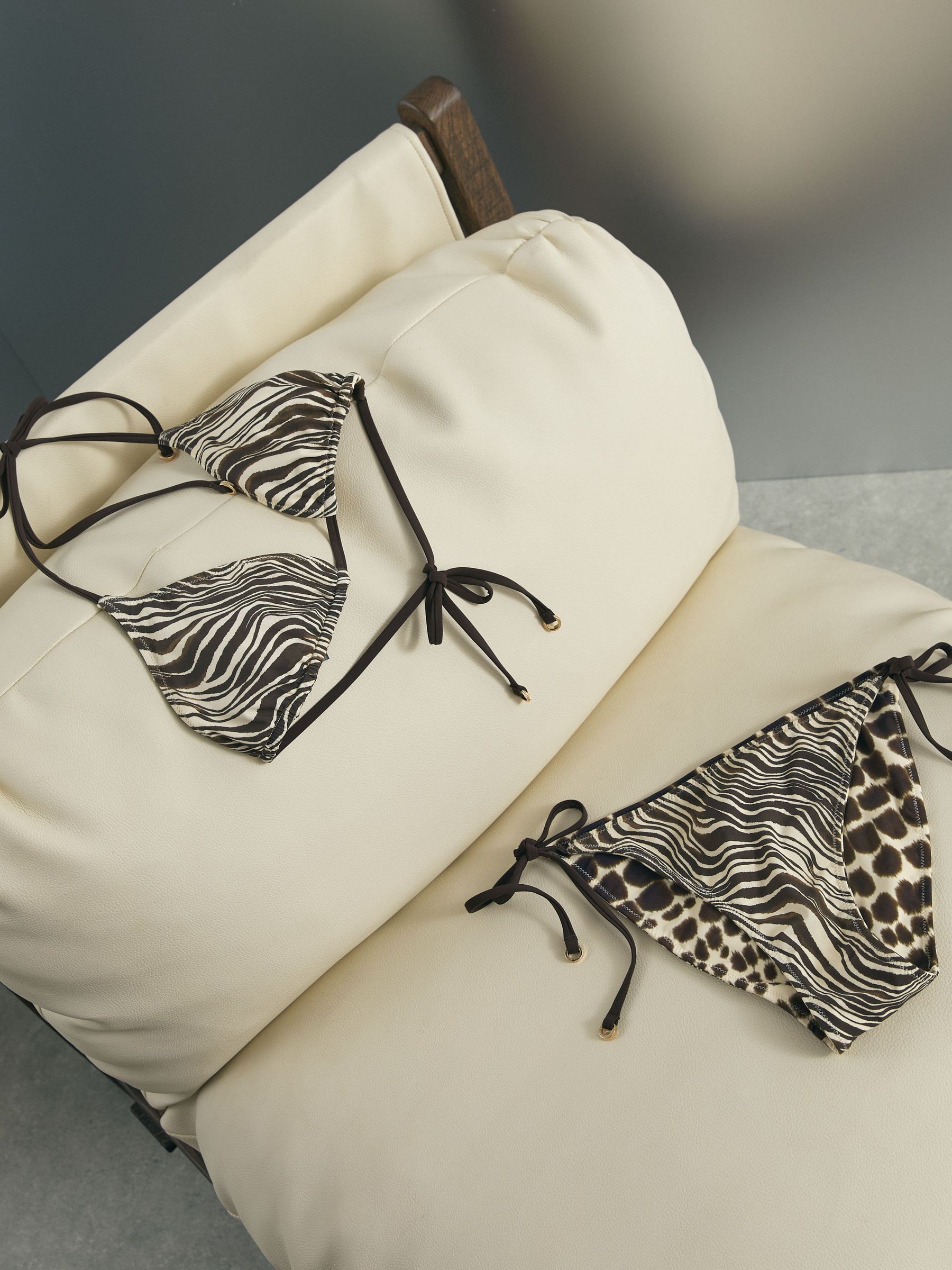 Atelier Animal-Print Reversible Bikini Bottoms in Chocolate - Image 1 of 3