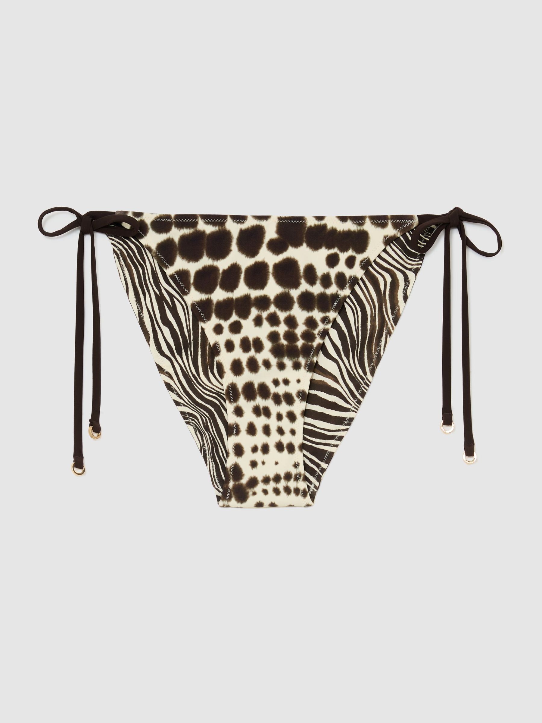 Atelier Animal-Print Reversible Bikini Bottoms in Chocolate - image 1