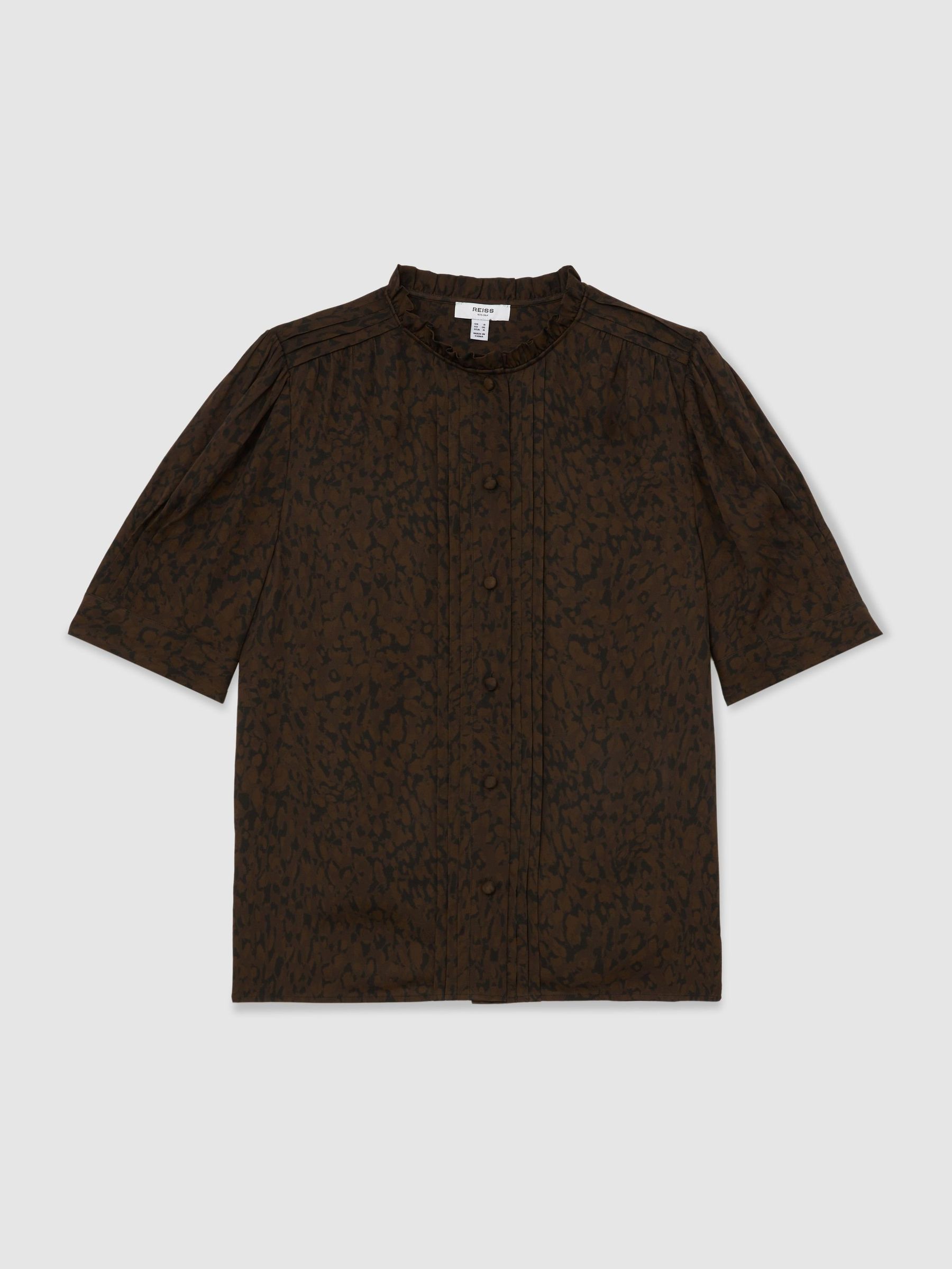 Matte-Silk Animal-Print Blouse in Black - Image 2 of 7 Matte-Silk Animal-Print Blouse in Black - Image 2 of 7