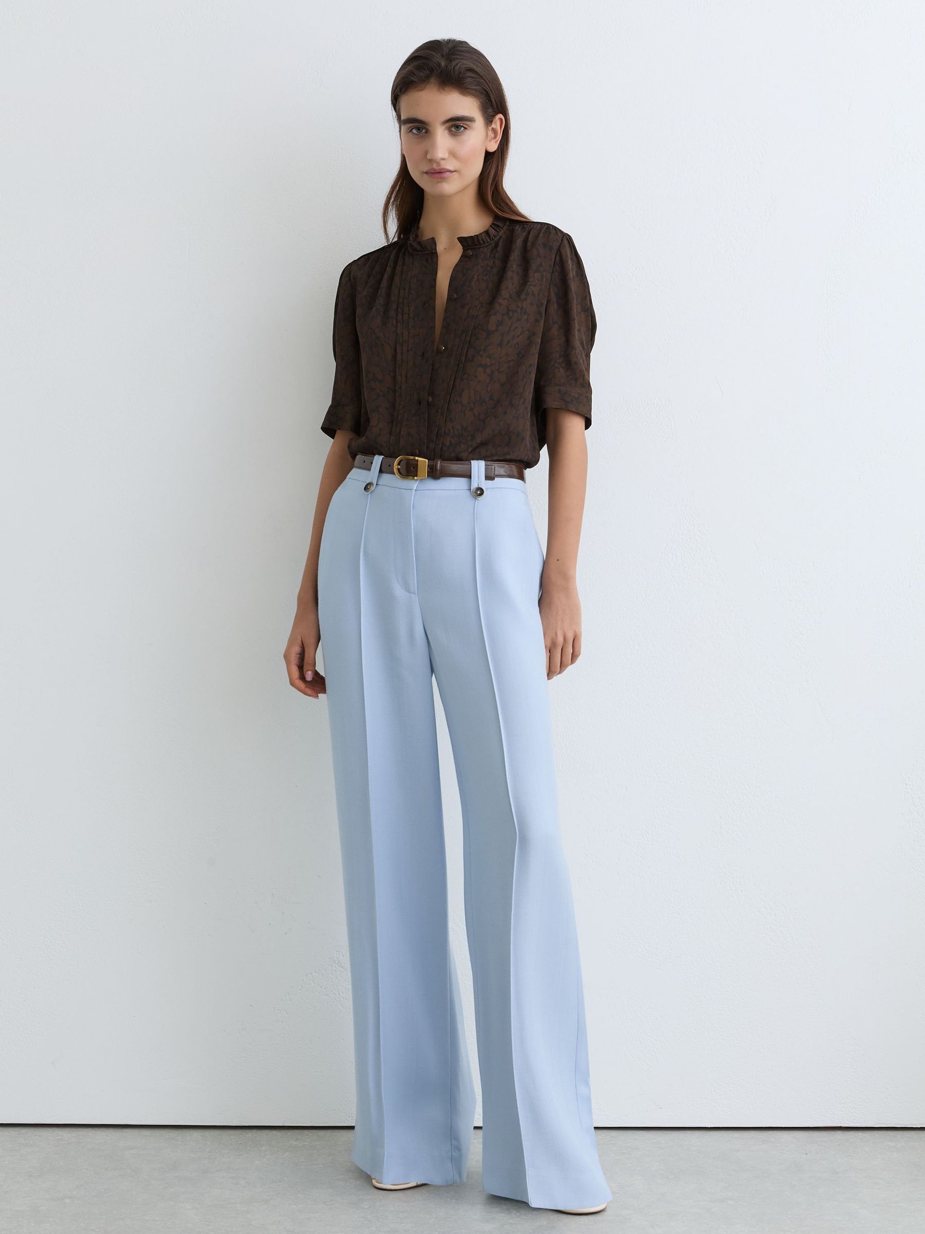 Matte-Silk Animal-Print Blouse in Black - Image 3 of 7