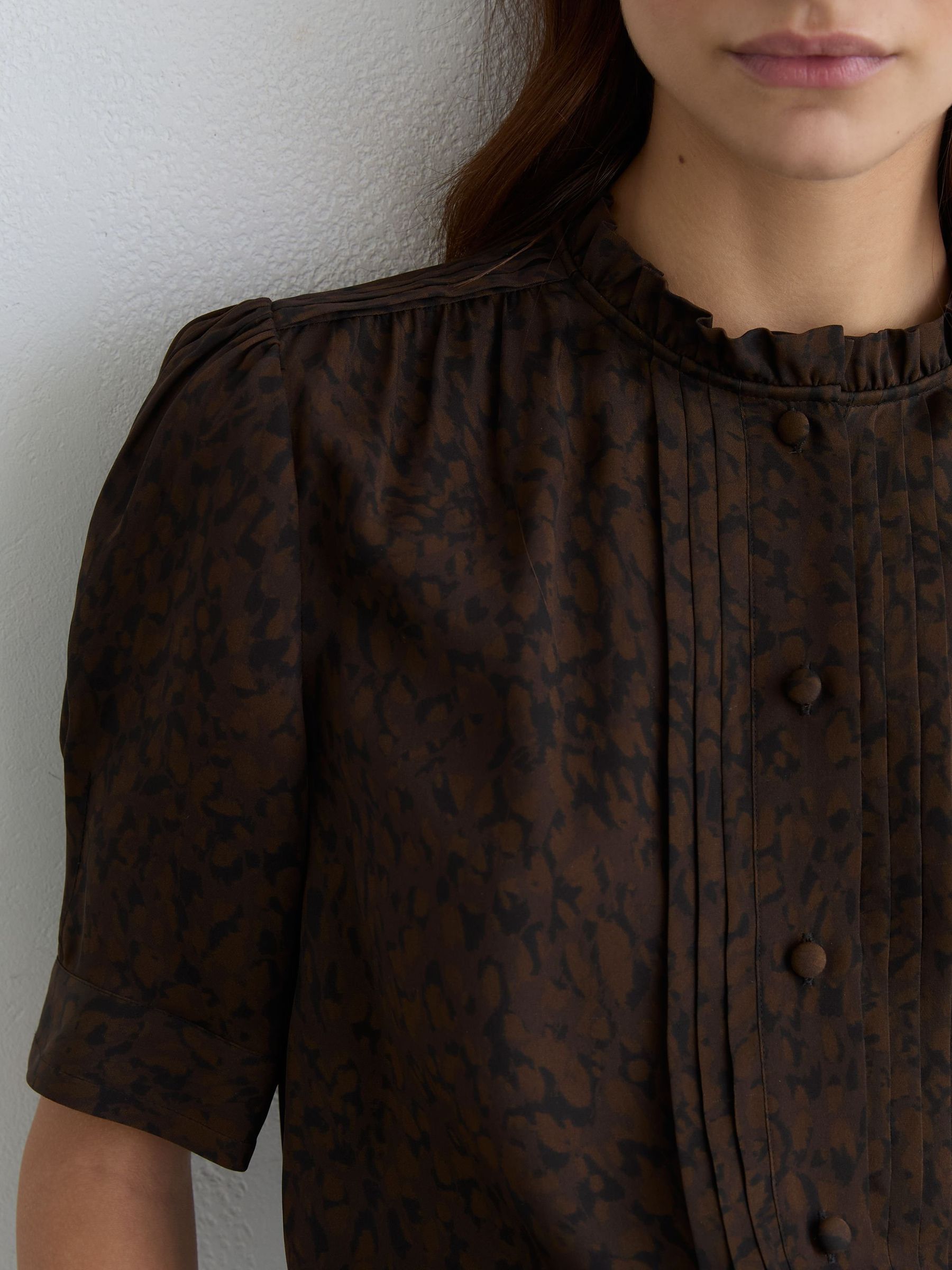 Matte-Silk Animal-Print Blouse in Black - Image 4 of 7