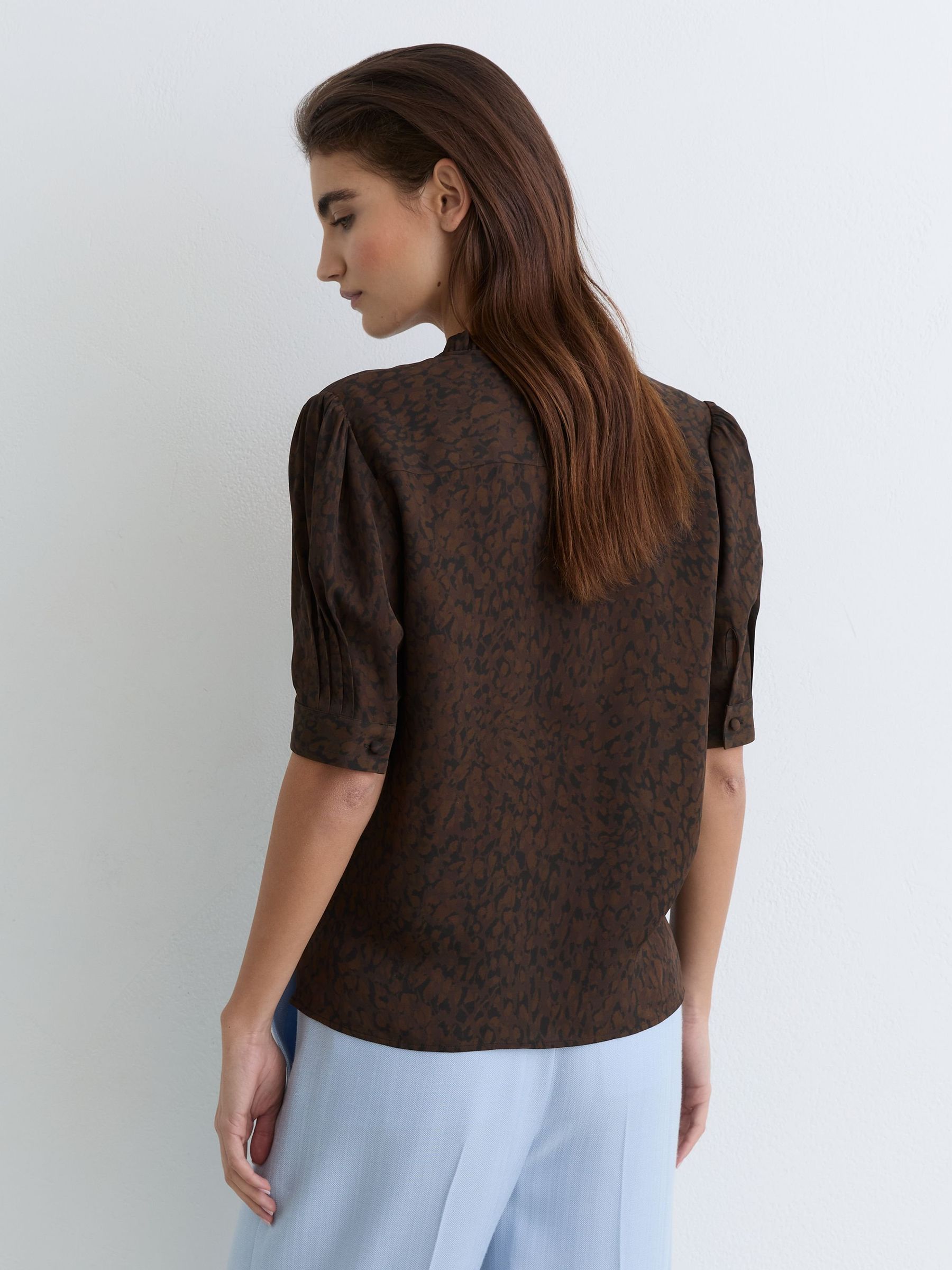Matte-Silk Animal-Print Blouse in Black - Image 6 of 7