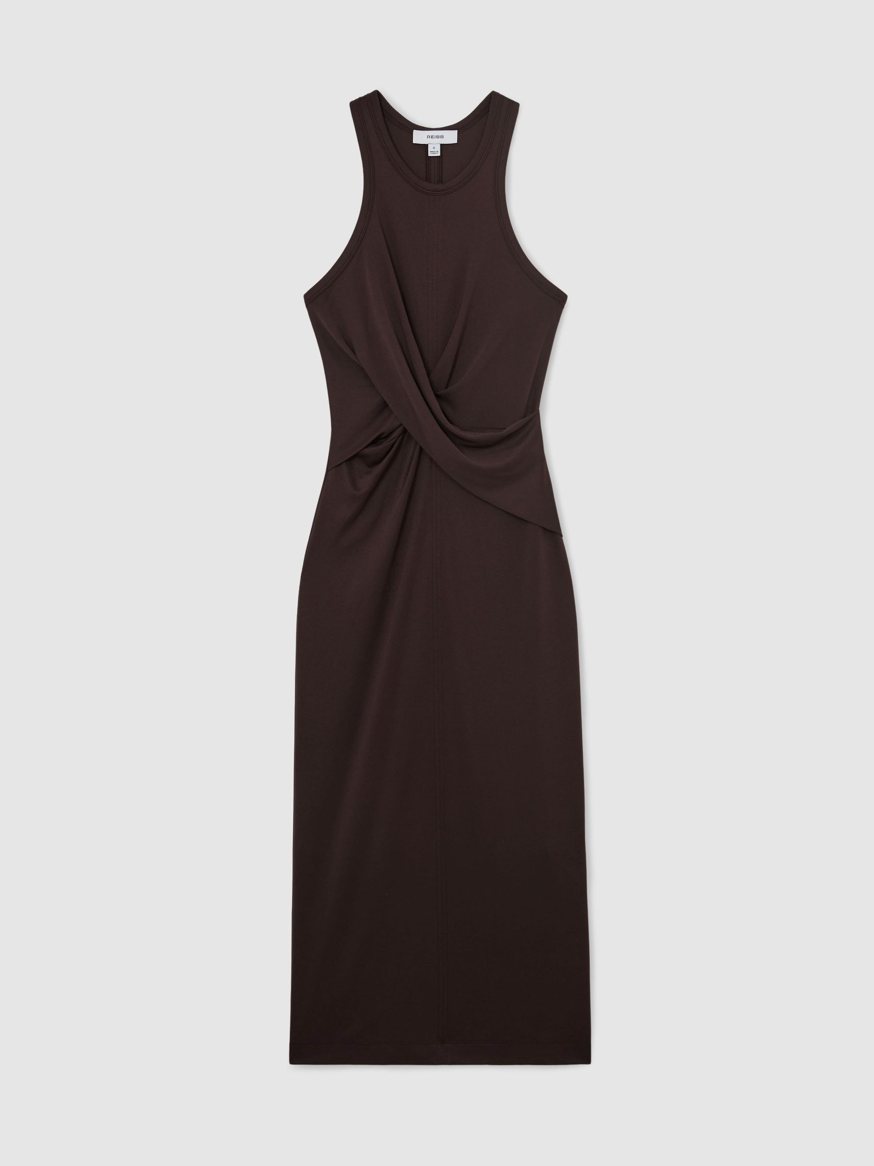 Twist-Front Sleeveless Jersey Dress in Grape - image 1