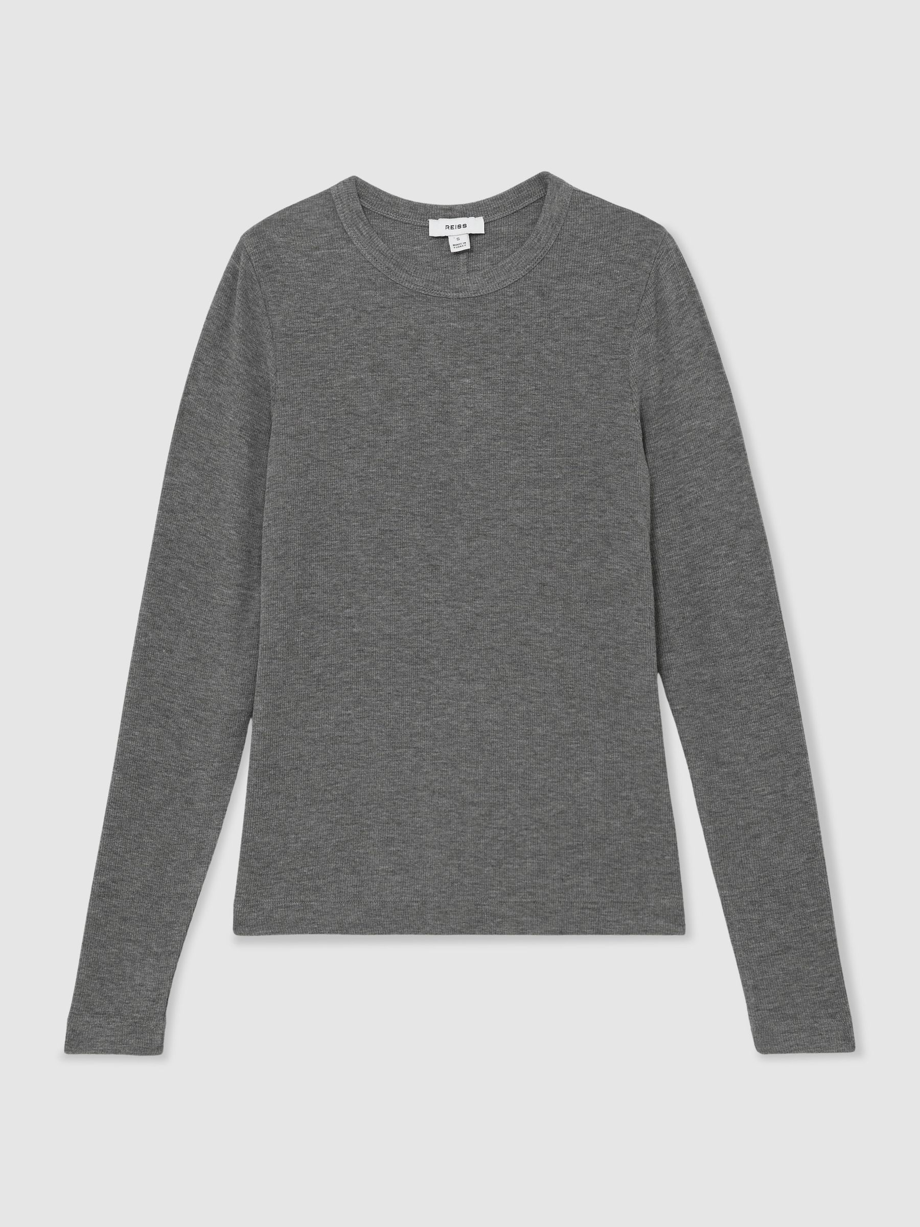 Jersey Crew-Neck Long-Sleeve Top in Grey - image 1