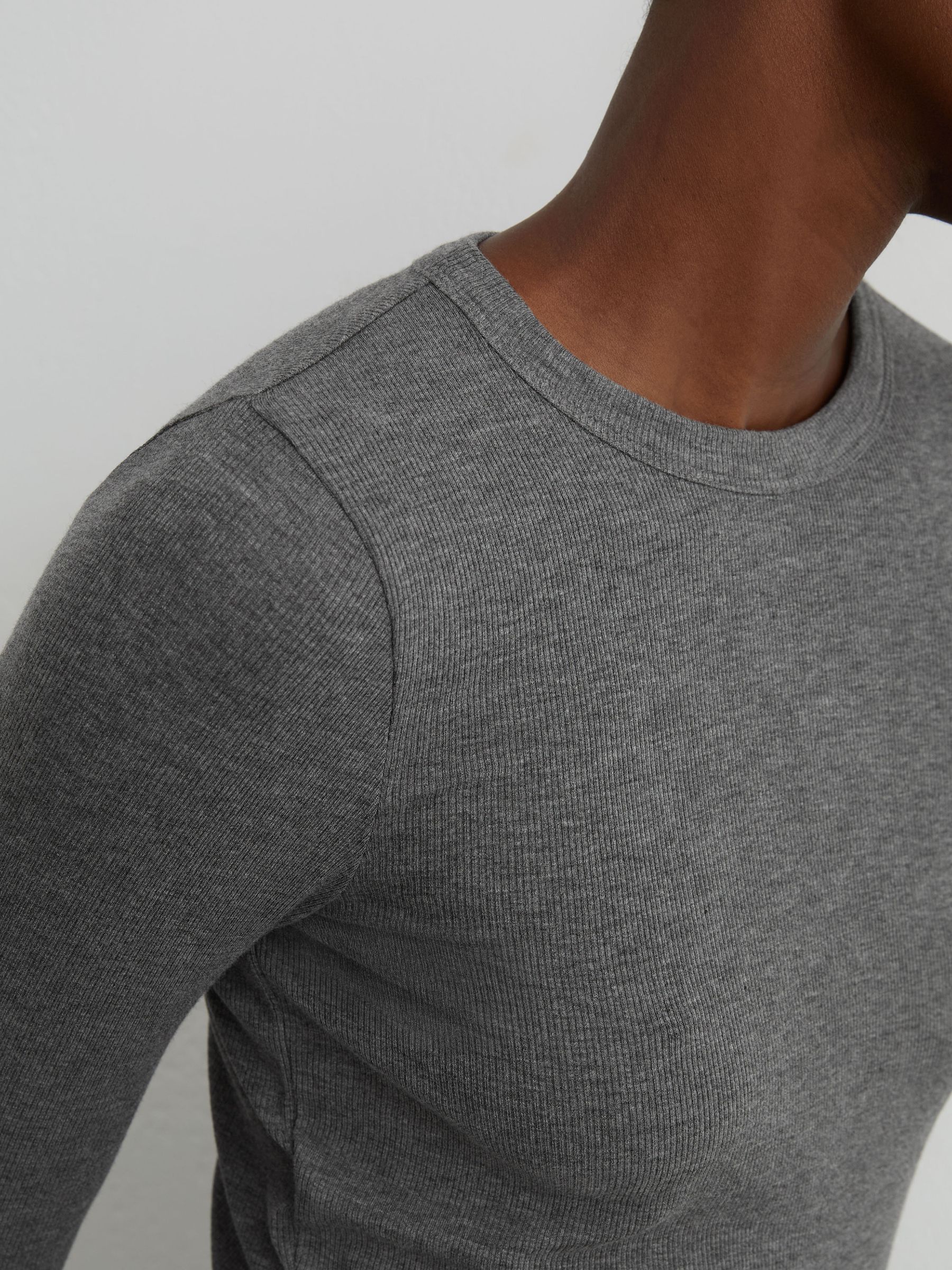 Jersey Crew-Neck Long-Sleeve Top in Grey - Image 4 of 6