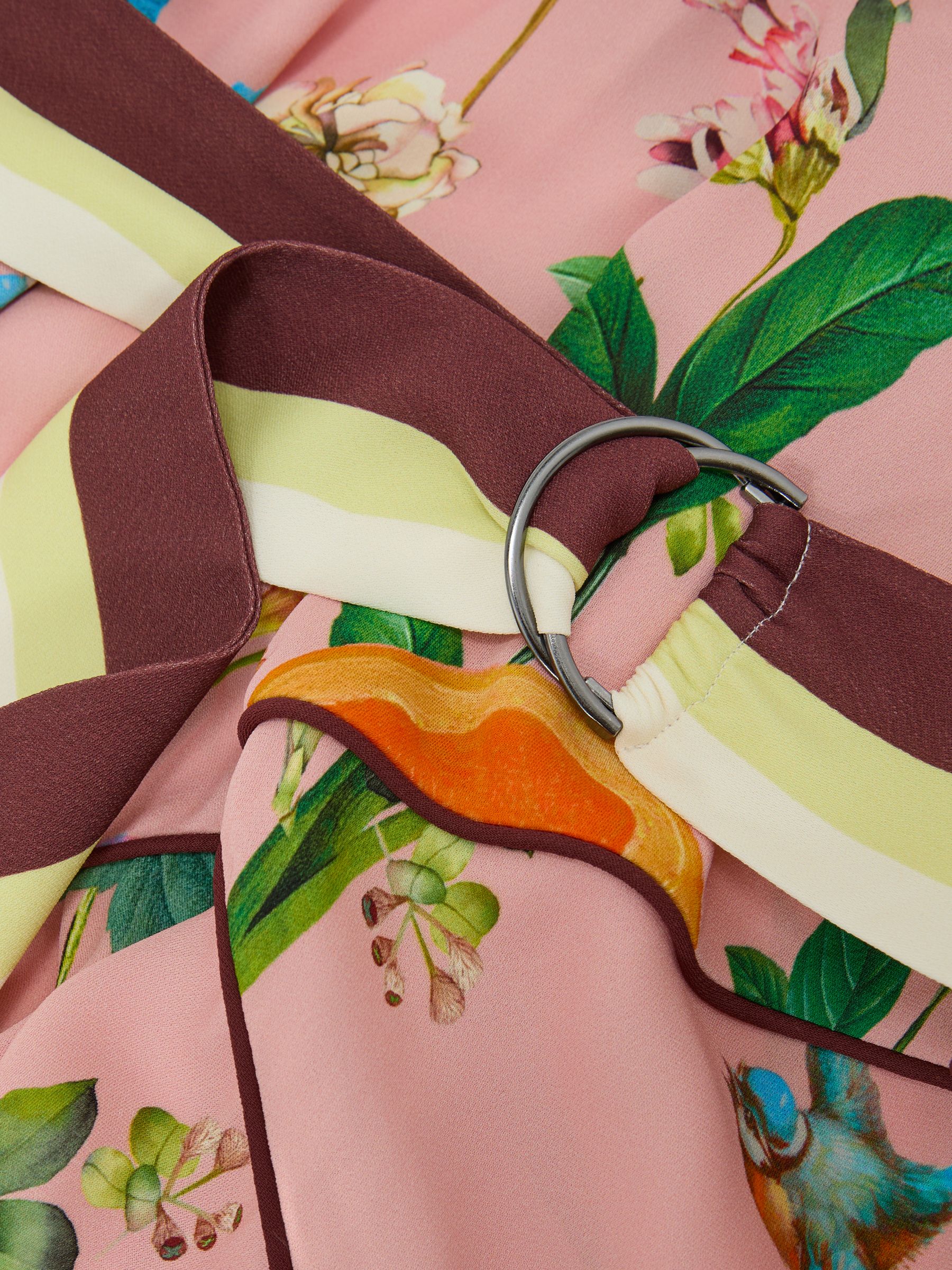 Scarf-Print Belted Beach Mini Dress in Coral Orange - Image 5 of 5