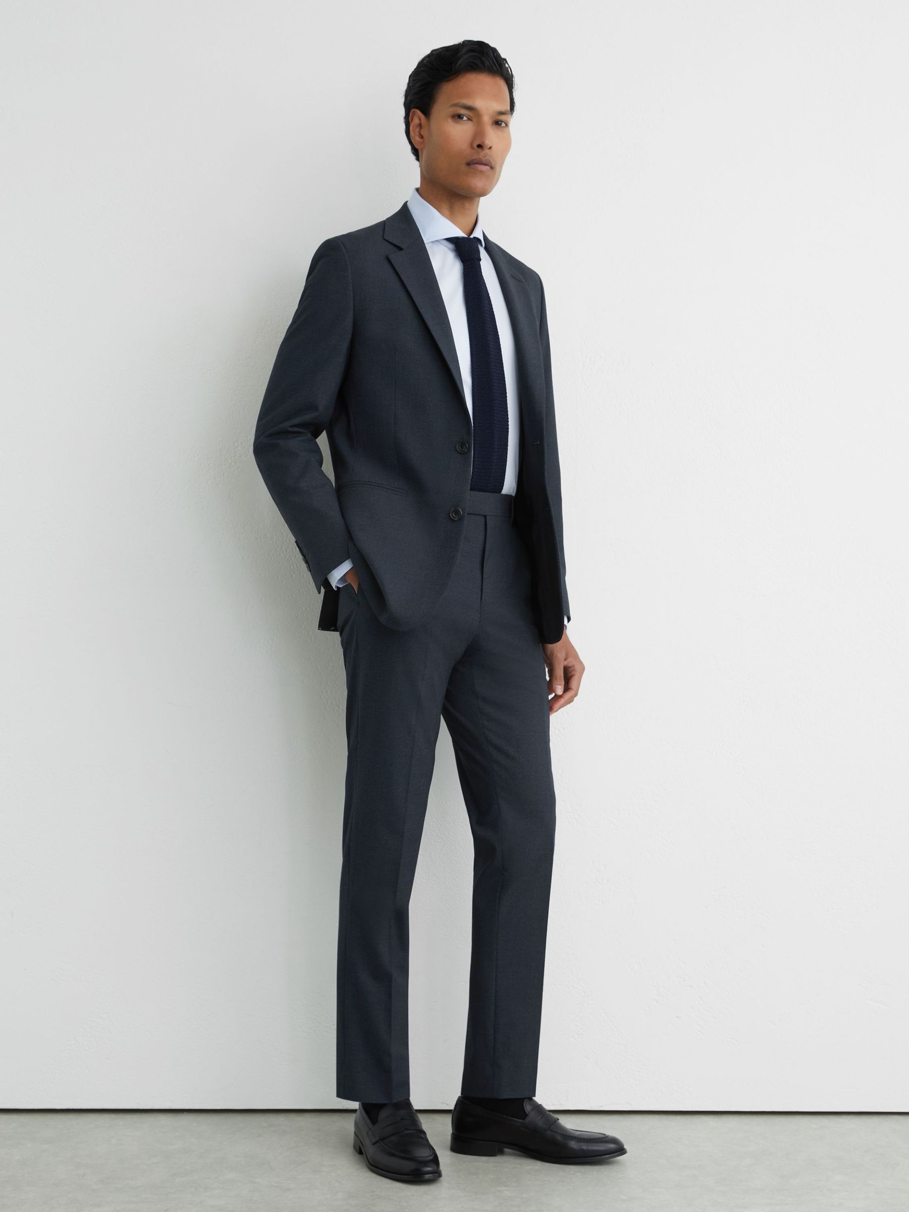 Houndstooth Tailored-Fit Suit Trousers in Navy - image 2