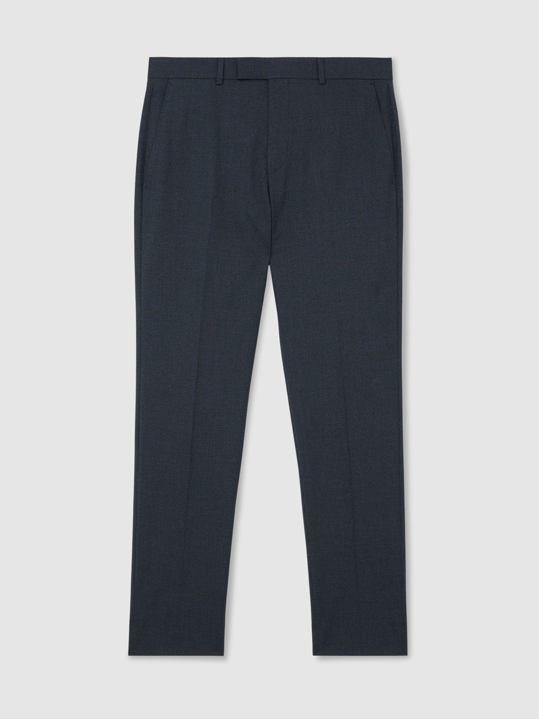 Houndstooth Tailored-Fit Suit Trousers in Navy - image 1