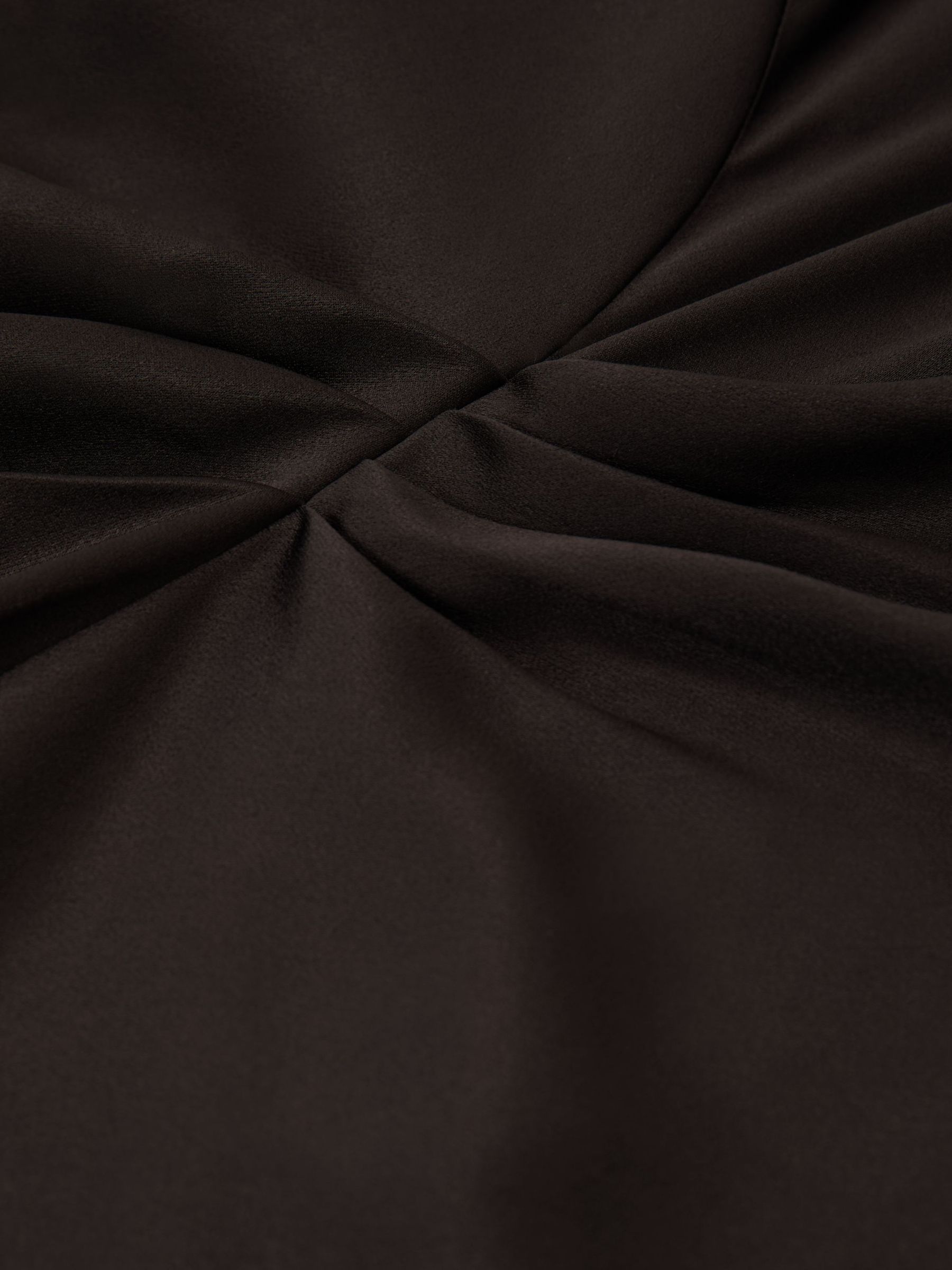 Satin Drape-Detail Midi Dress in Chocolate Brown - image 4