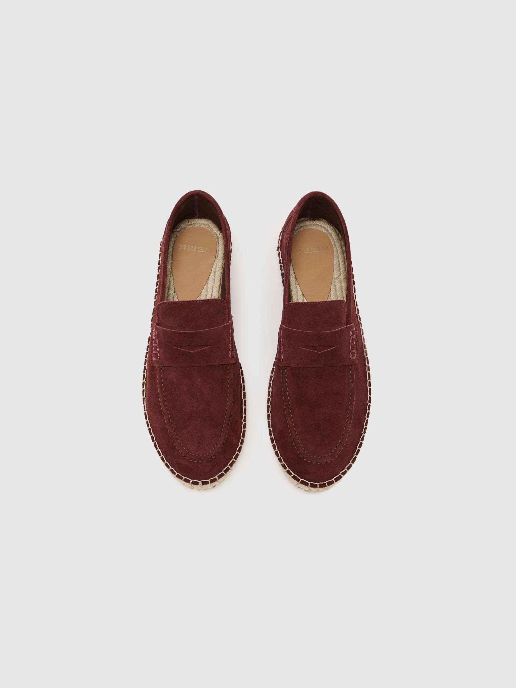 Suede Penny Loafer Espadrilles in Brick Red - Image 3 of 5