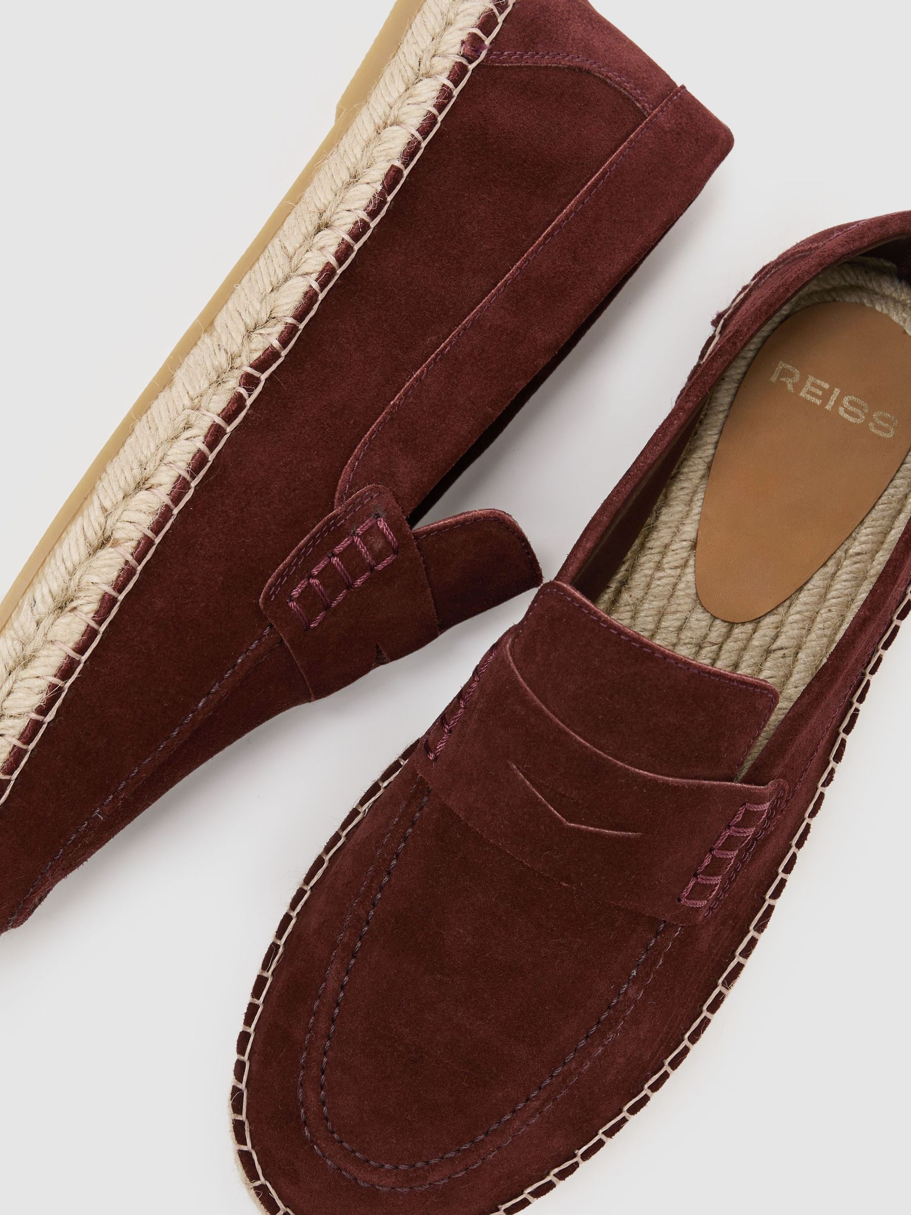 Suede Penny Loafer Espadrilles in Brick Red - image 2