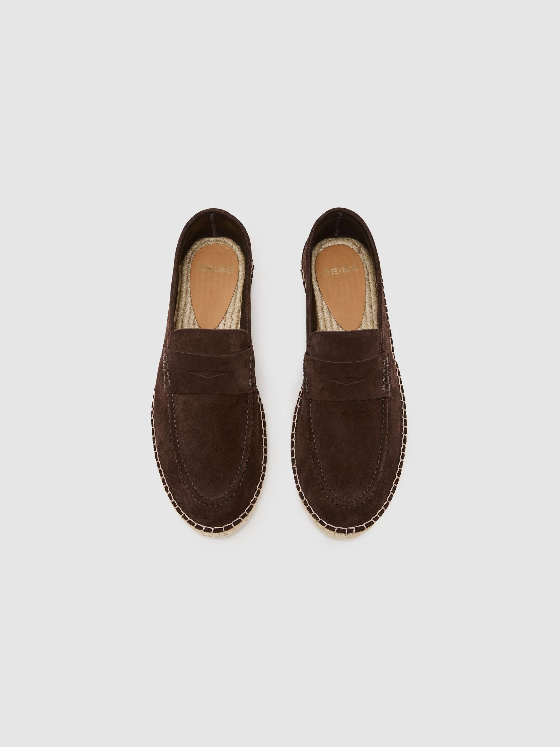 Suede Penny Loafer Espadrilles in Chocolate Brown - Image 4 of 6