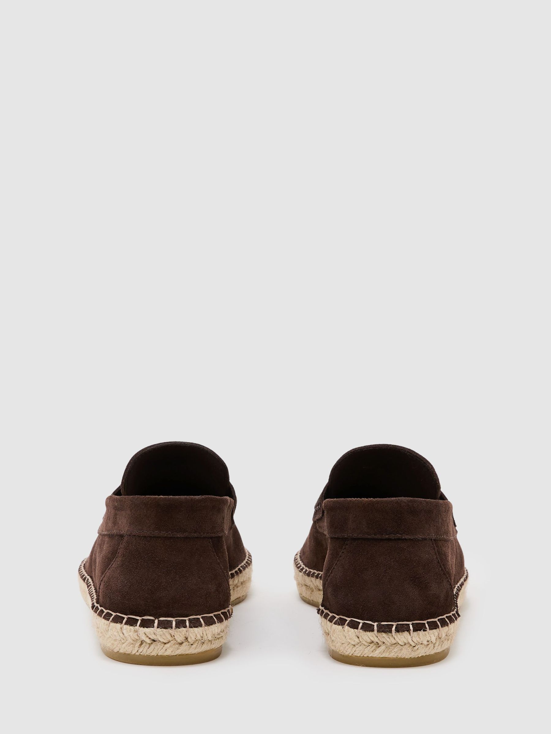 Suede Penny Loafer Espadrilles in Chocolate Brown - image 3