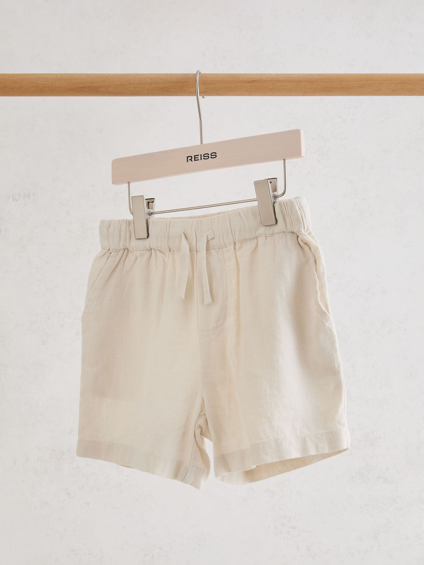 3-9 yrs Linen-Blend Drawstring Shorts in Natural - Image 1 of 3