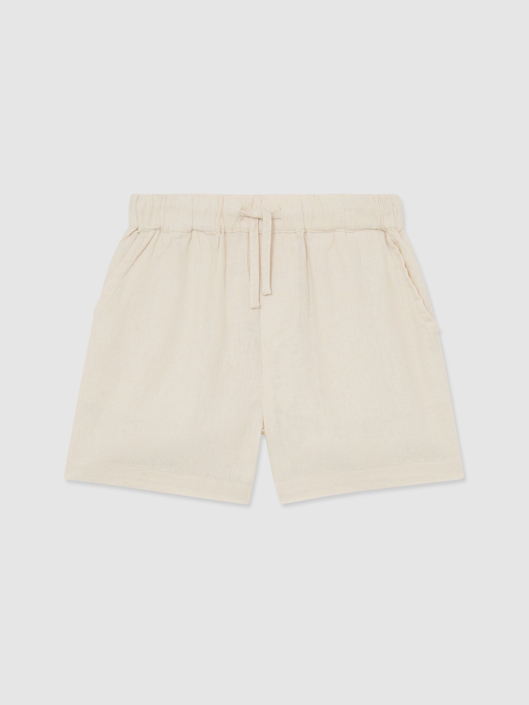 3-9 yrs Linen-Blend Drawstring Shorts in Natural - Image 2 of 3