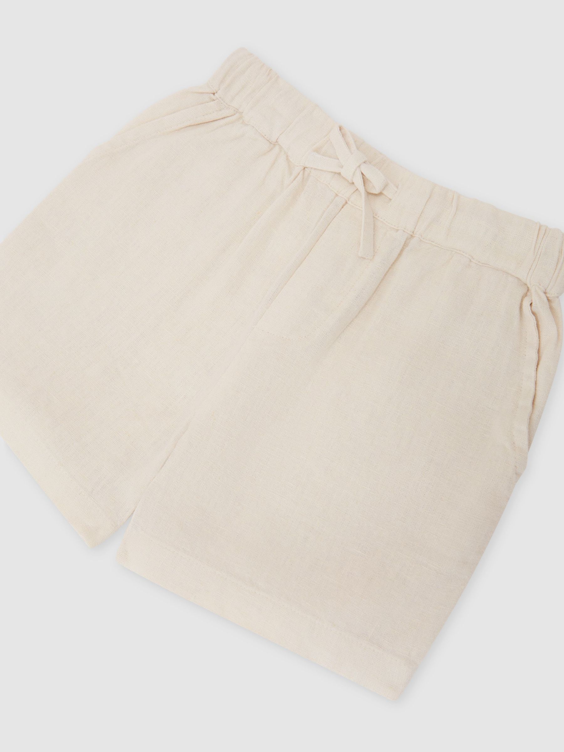 Linen-Blend Drawstring Shorts in Stone - Image 2 of 3