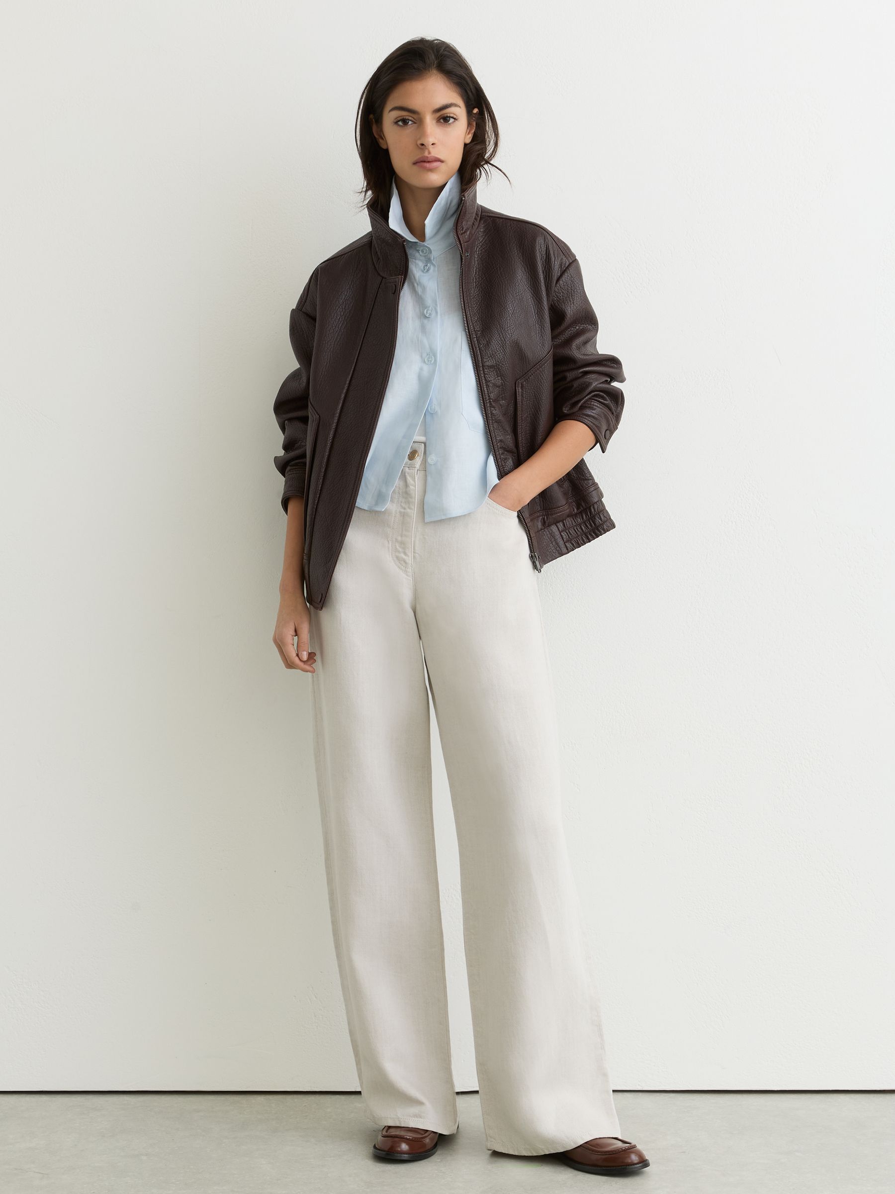 Reiss Carmen Lyocell-Linen Wide-Leg Trousers - صورة 1 من 5