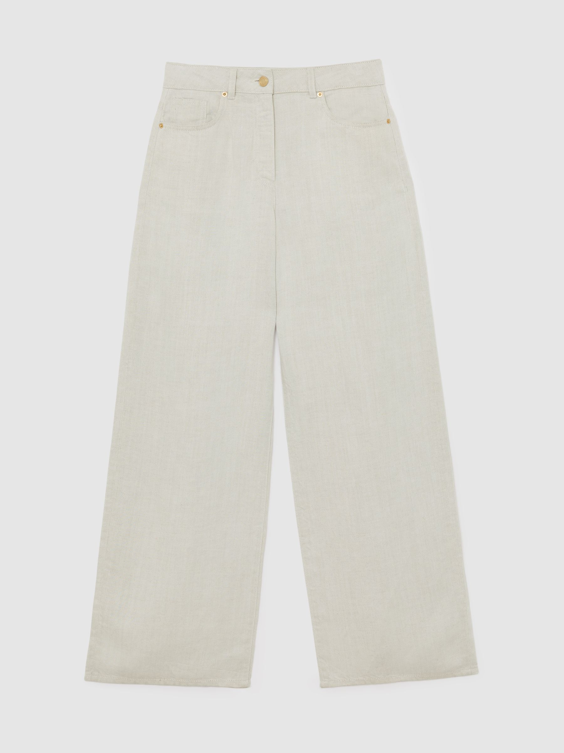 Lyocell-Linen Wide-Leg Trousers in Neutral
