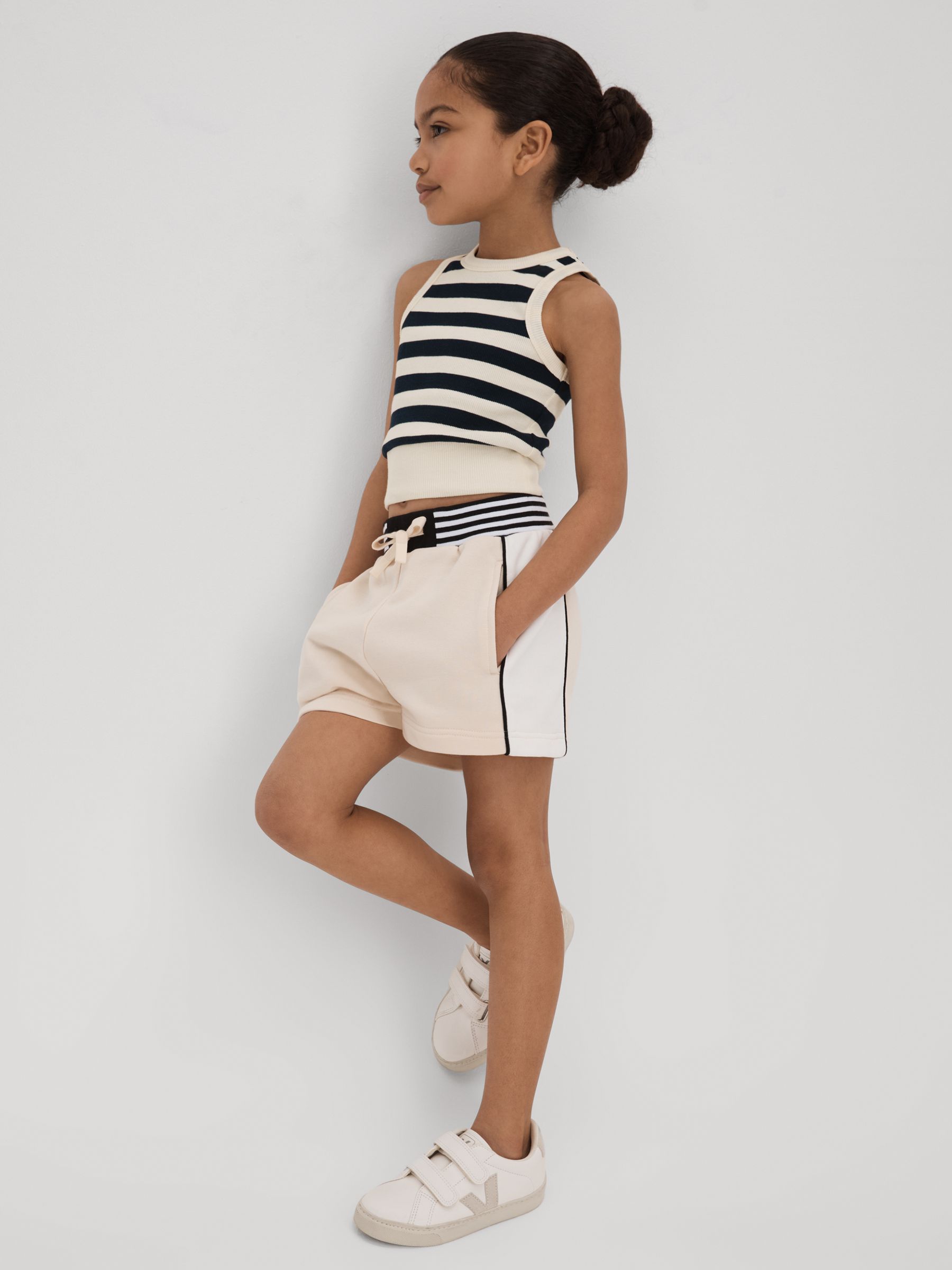 9-13 yrs Striped Crew Neck Vest in Navy - Image 1 of 4