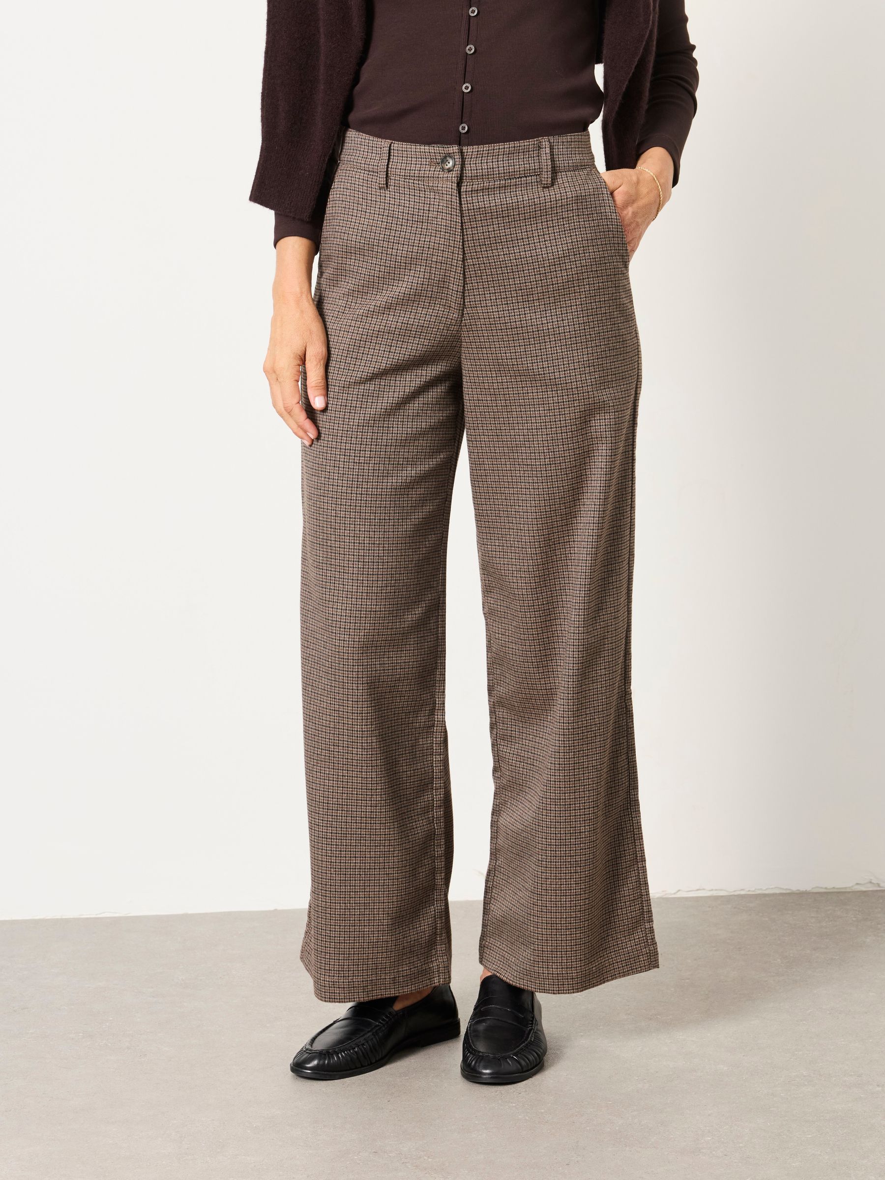 Presley Brown Petite Mini Check Trousers - Image 4 of 6