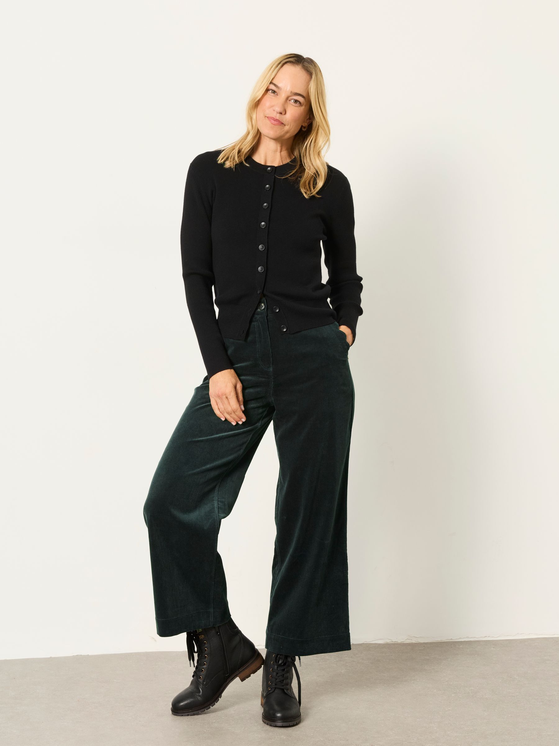 Hove Green Petite Wide Leg Cord Trousers - Image 4 of 6