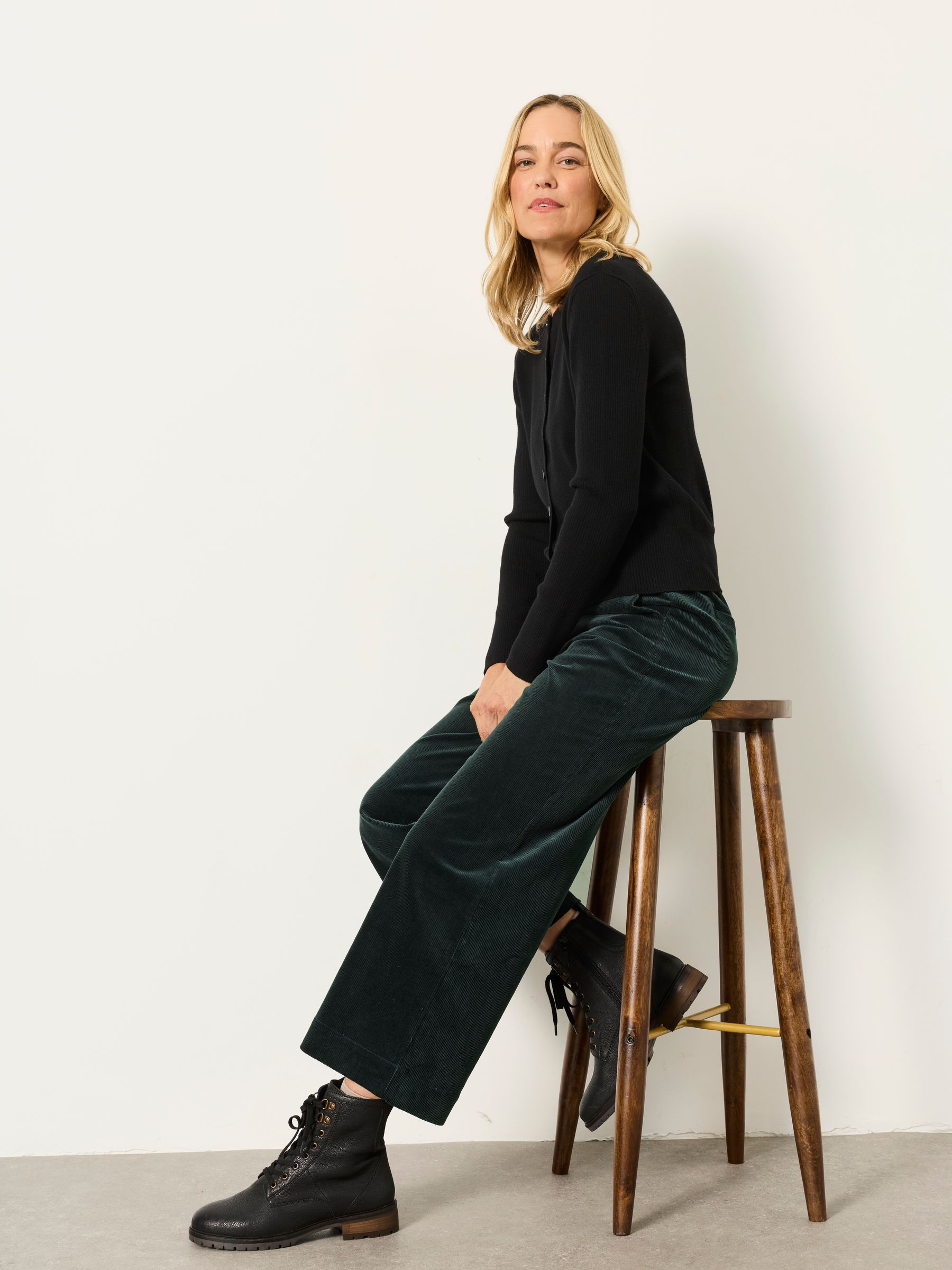 Hove Green Petite Wide Leg Cord Trousers - Image 5 of 6