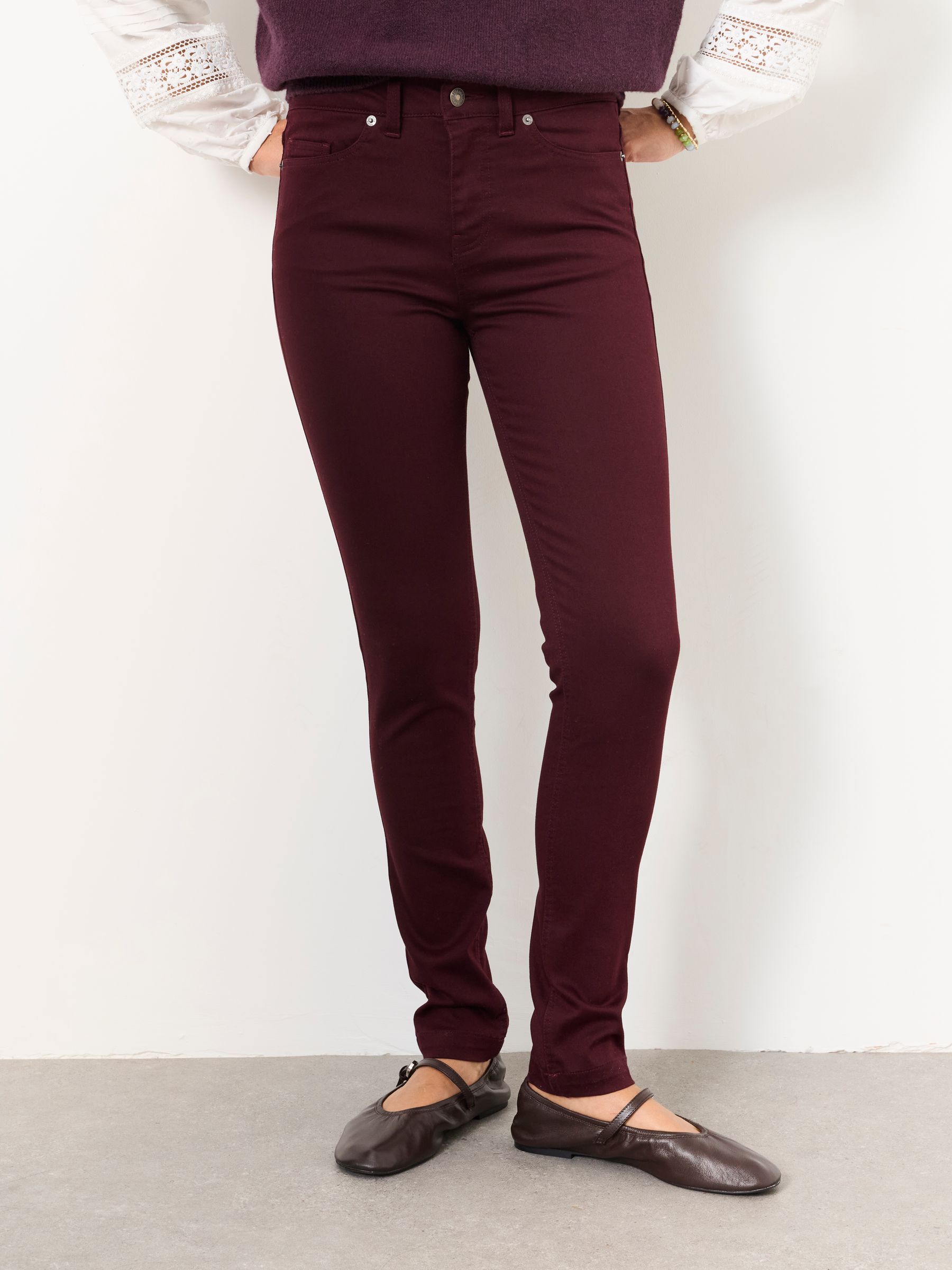 HAYLE Burgundy Red Denim Five pocket Trousers - Image 1 of 5